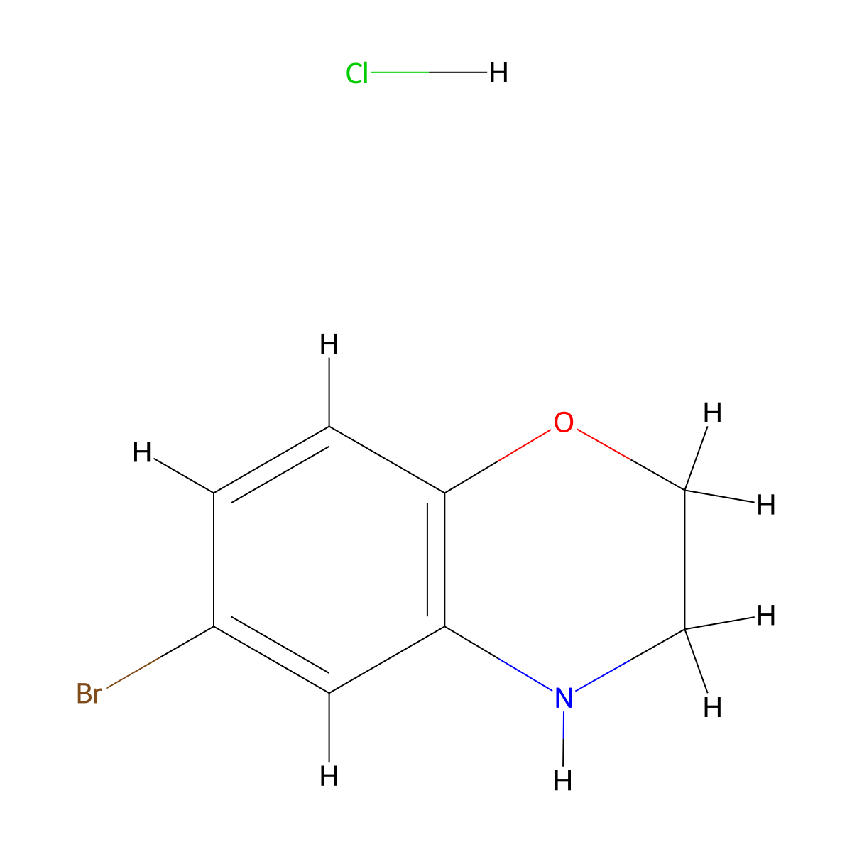 6-bromo-3,4-dihydro-2H-benzo[b][1,4]oxazine hydrochloride molecular structure, CAS 1260803-10-8