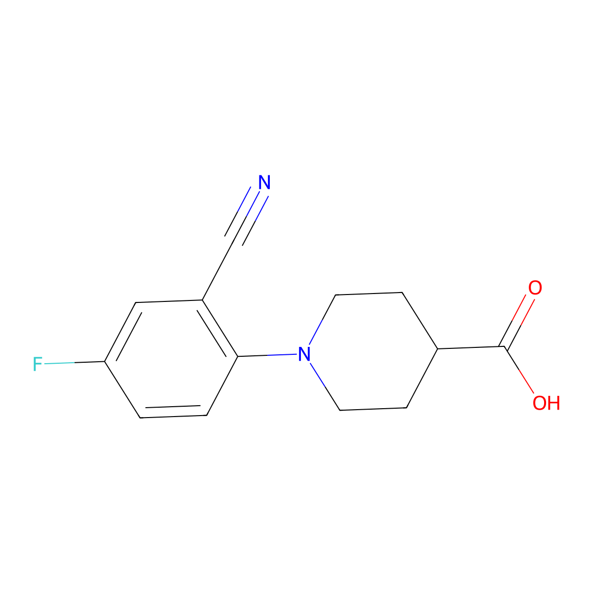 1-(2-Cyano-4-fluorophenyl)piperidine-4-carboxylic acid molecular structure, CAS 1260803-22-2