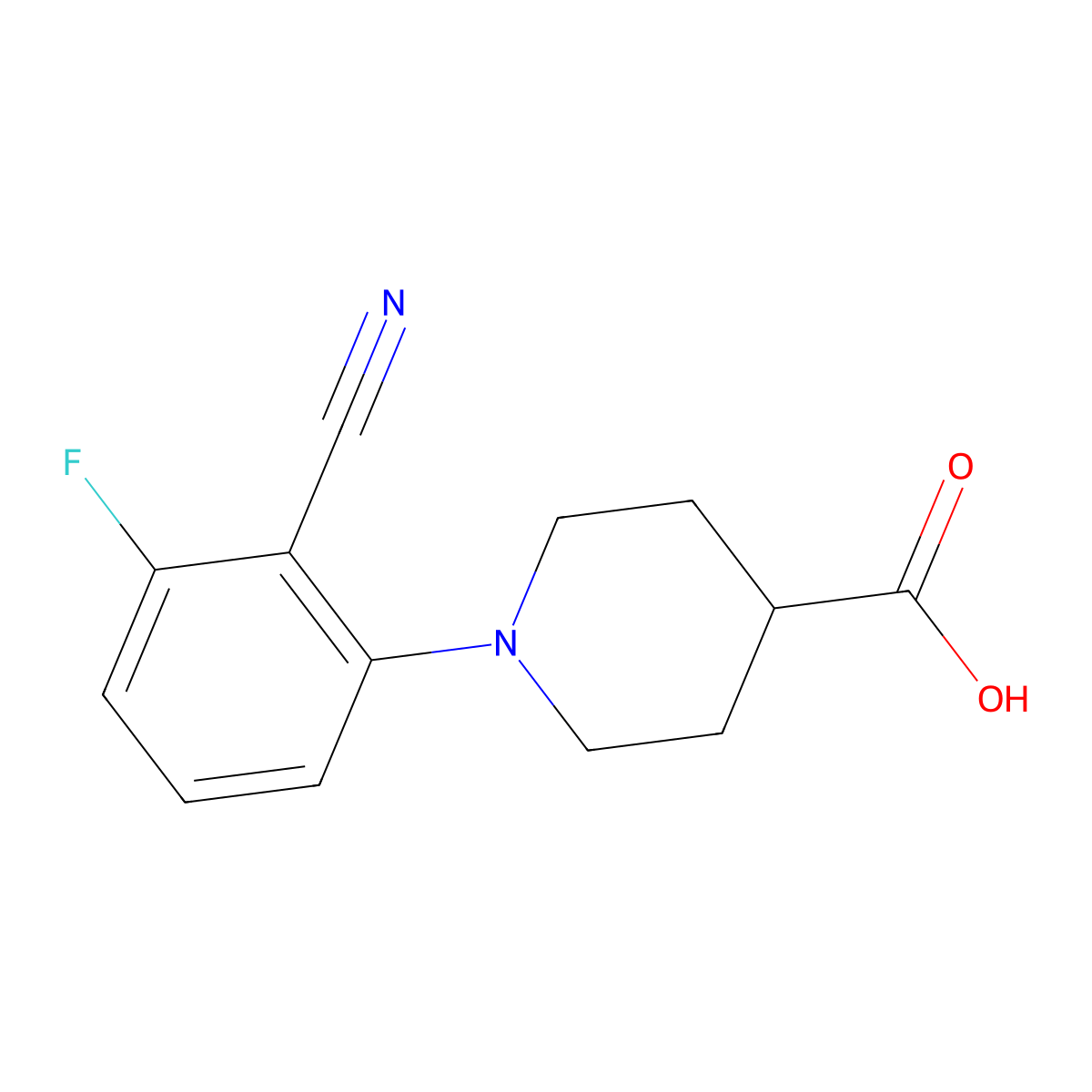 1-(2-Cyano-3-fluorophenyl)piperidine-4-carboxylic acid molecular structure, CAS 1260803-27-7