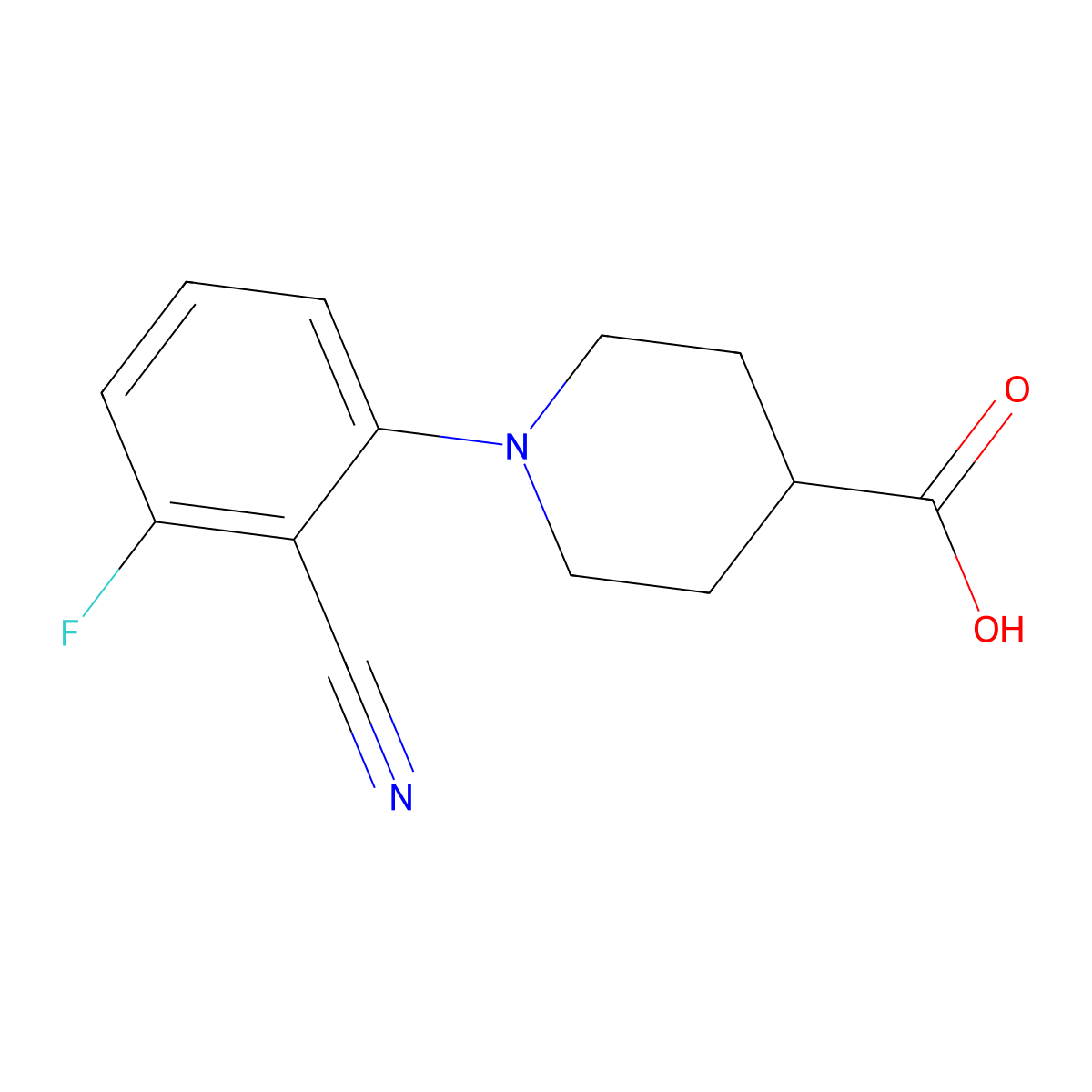 1-(2-Cyano-3-fluorophenyl)piperidine-4-carboxylic acid molecular structure, CAS 1260803-27-7