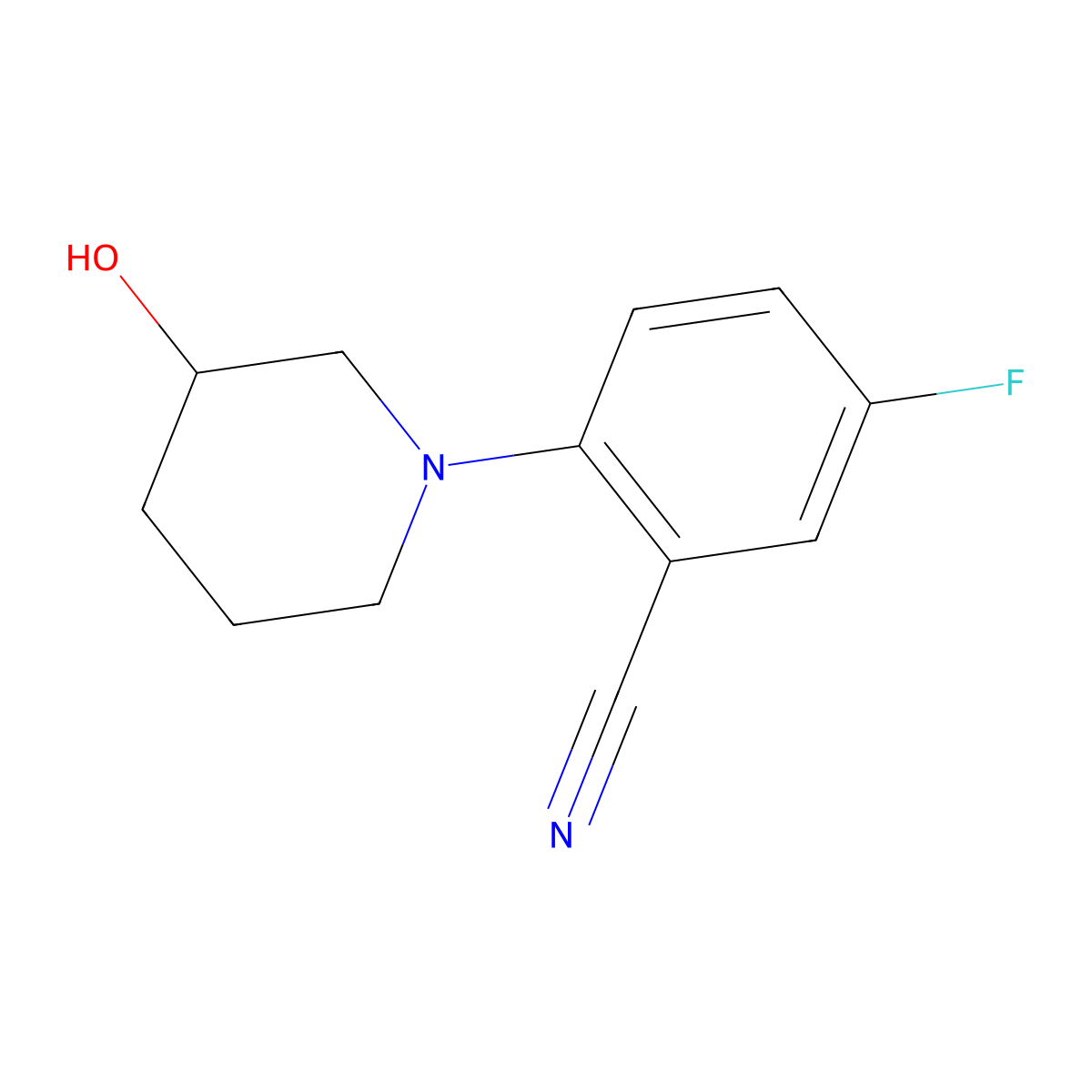 5-Fluoro-2-(3-hydroxypiperidin-1-yl)benzonitrile molecular structure, CAS 1260803-70-0
