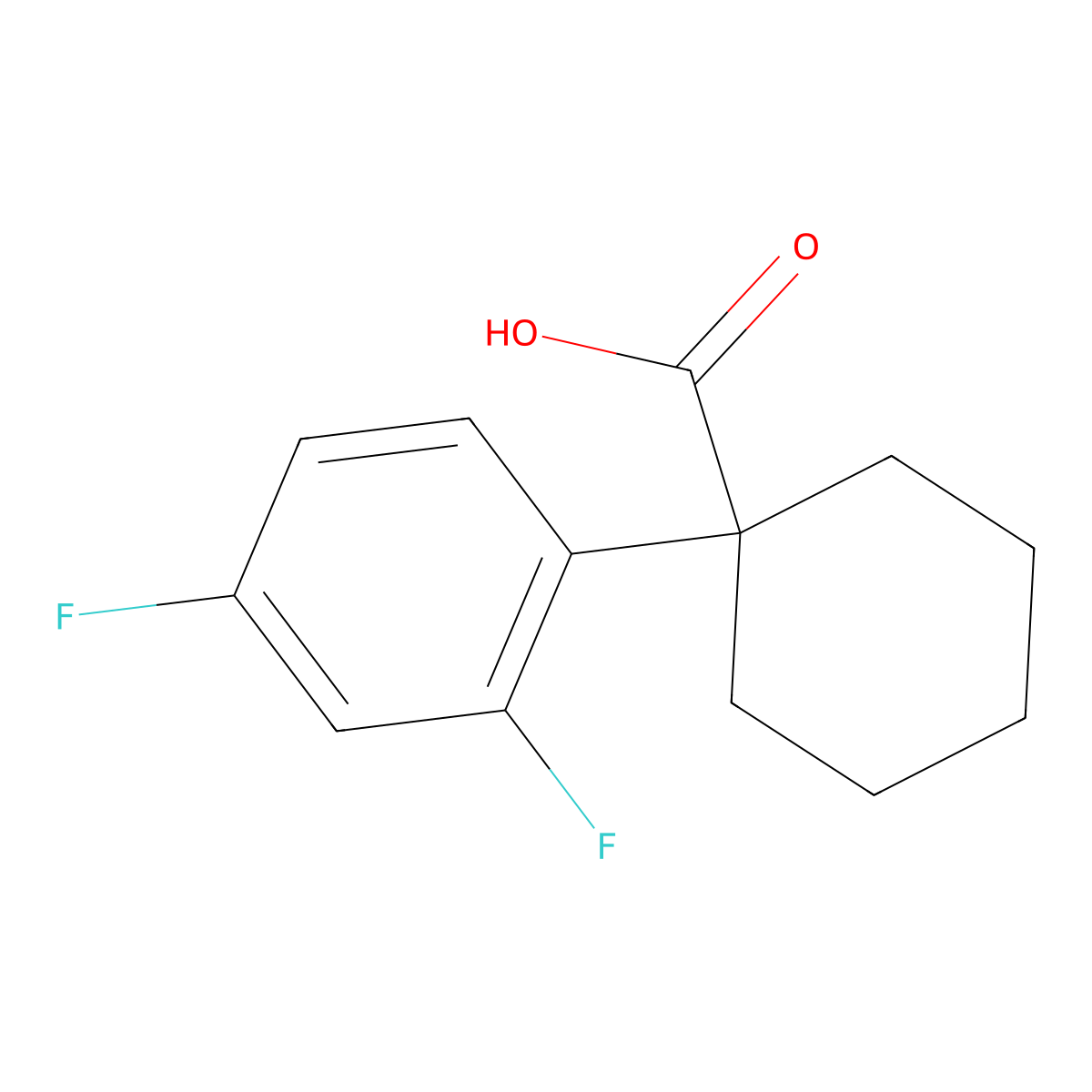 1-(2,4-Difluorophenyl)cyclohexane-1-carboxylic acid molecular structure, CAS 1260804-27-0