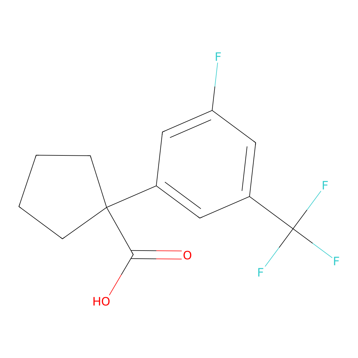 1-[3-Fluoro-5-(trifluoromethyl)phenyl]cyclopentane-1-carboxylic acid molecular structure, CAS 1260805-35-3