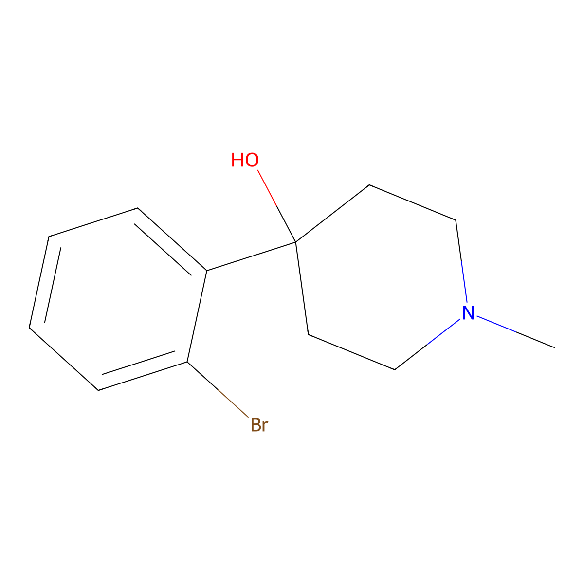 4-(2-Bromophenyl)-1-methylpiperidin-4-ol molecular structure, CAS 1260806-13-0