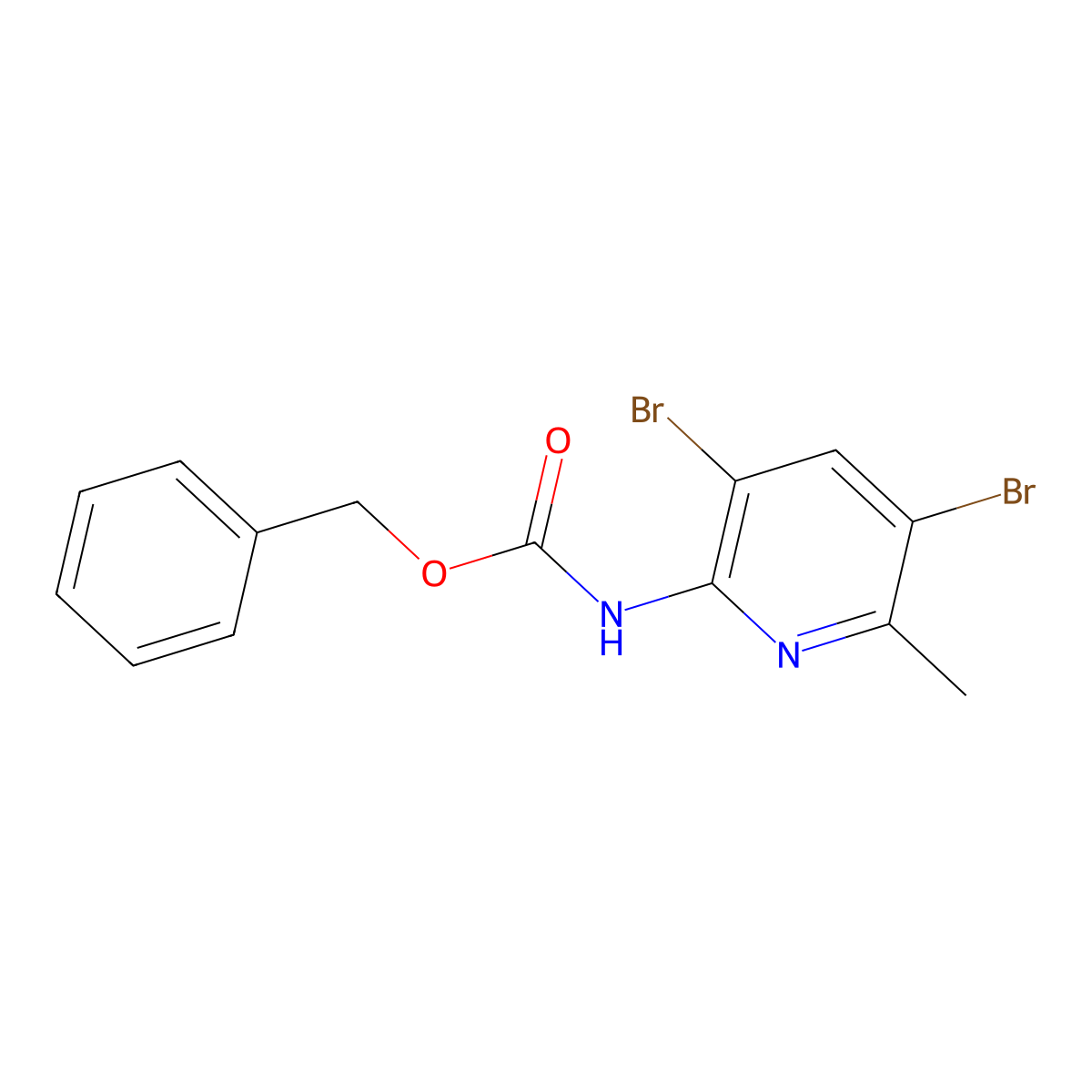 benzyl N-(3,5-dibromo-6-methylpyridin-2-yl)carbamate molecular structure, CAS 1260806-26-5