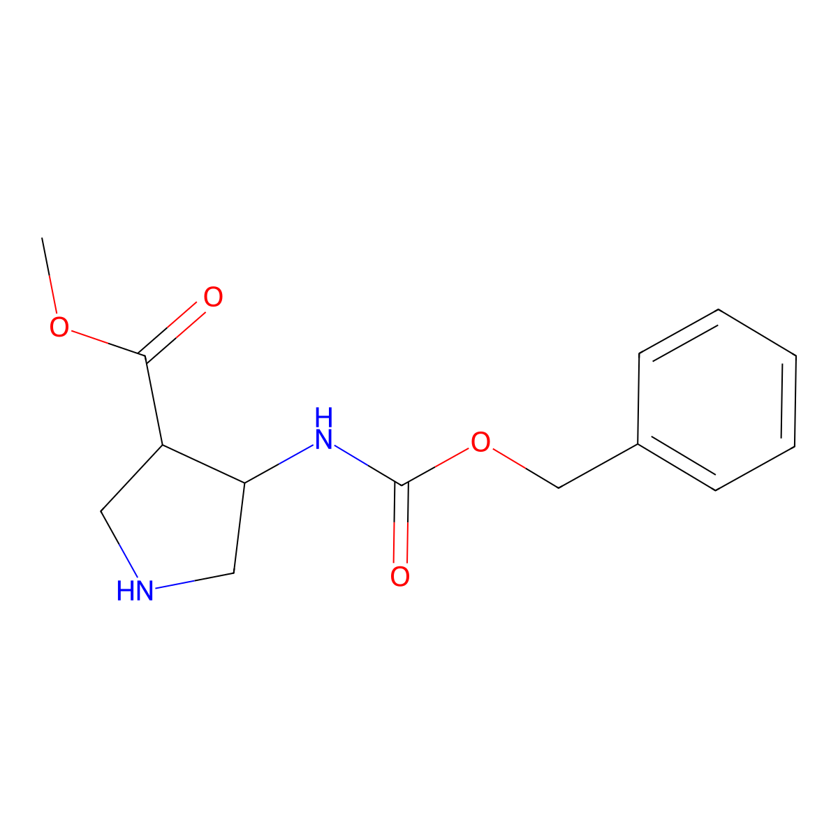 4-Benzyloxycarbonylamino-pyrrolidine-3-carboxylic acid methyl ester molecular structure, CAS 1260806-29-8
