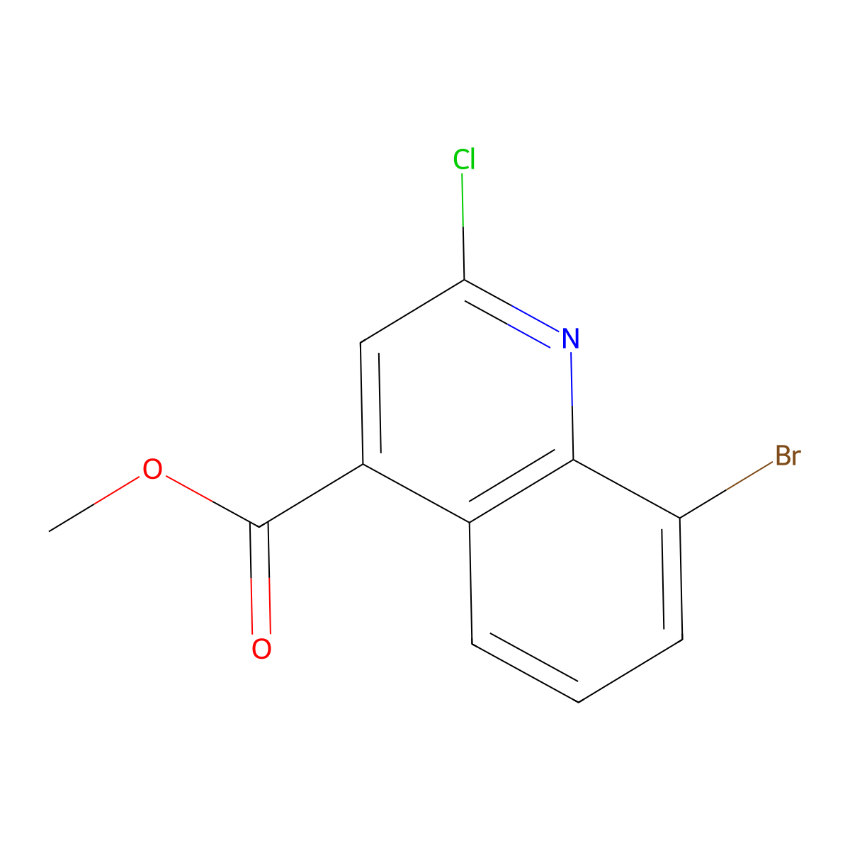 Methyl 8-bromo-2-chloroquinoline-4-carboxylate molecular structure, CAS 1260807-86-0