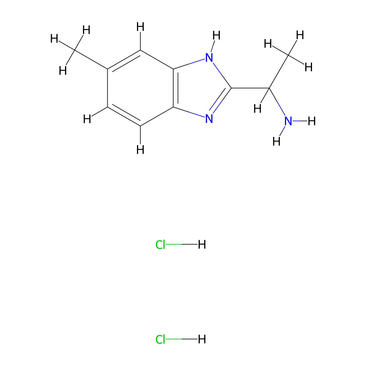 1-(5-Methyl-1H-benzimidazol-2-yl)ethanamine dihydrochloride molecular structure, CAS 1260807-94-0