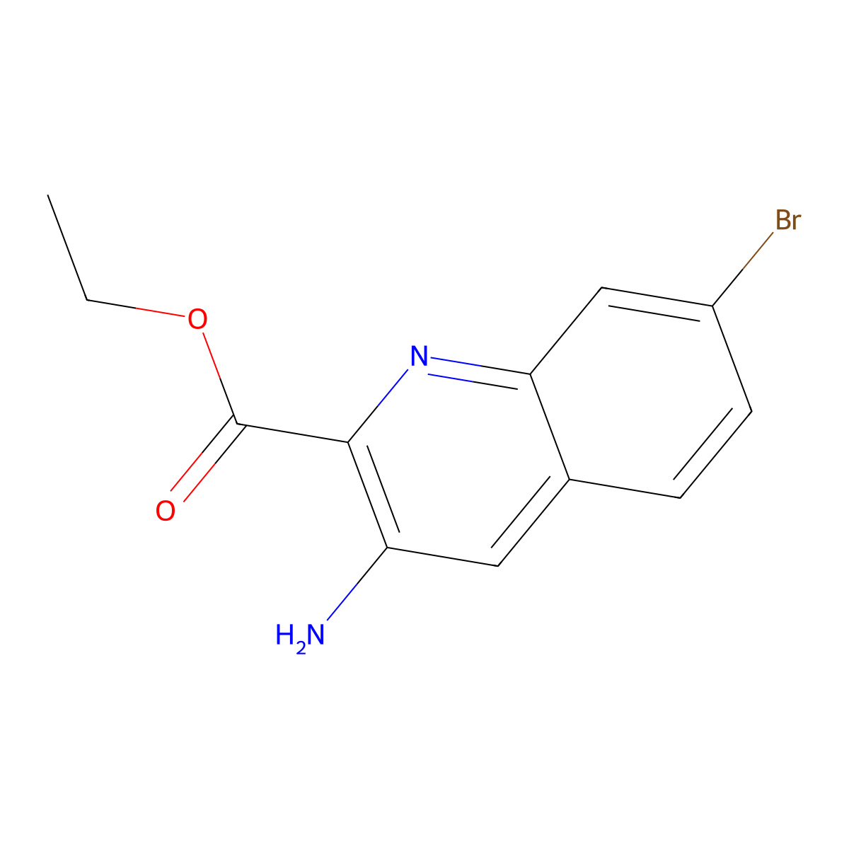 Ethyl 3-amino-7-bromoquinoline-2-carboxylate molecular structure, CAS 1260807-99-5