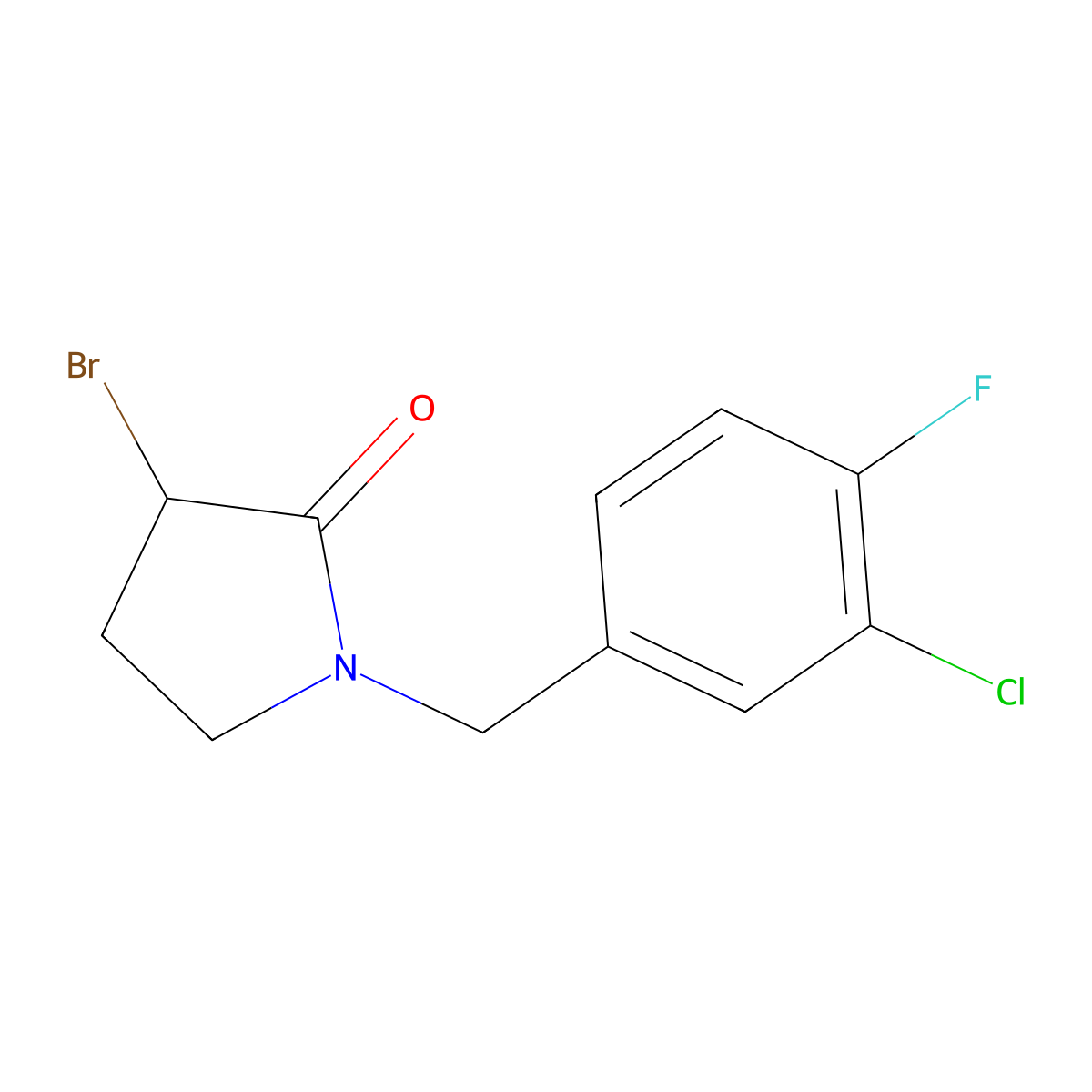 3-Bromo-1-(3-chloro-4-fluorobenzyl)pyrrolidin-2-one molecular structure, CAS 1260808-35-2