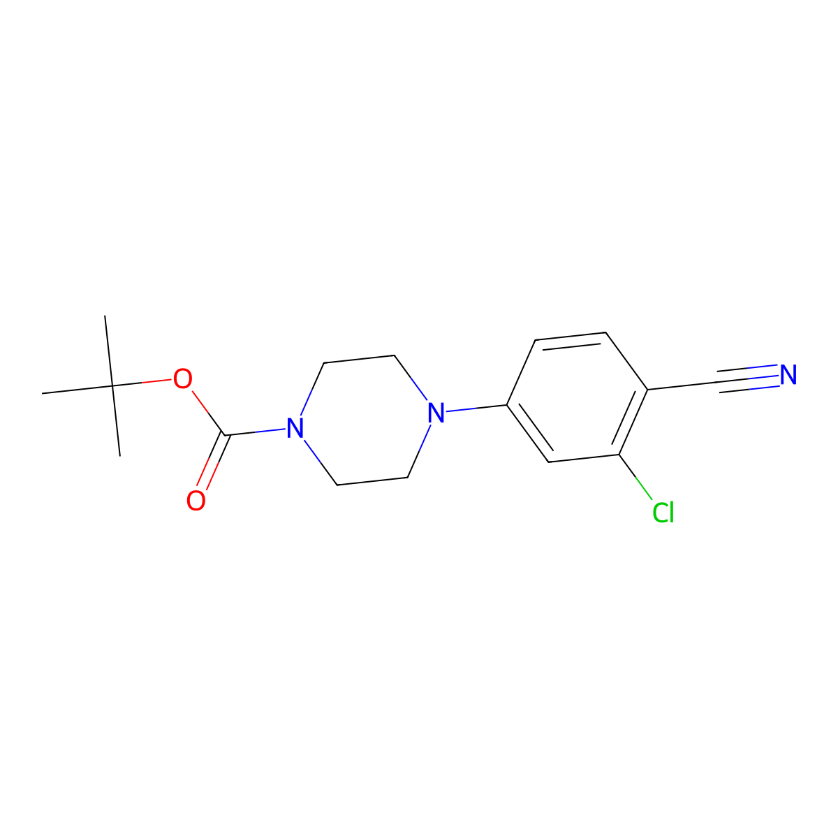 Tert-butyl 4-(3-chloro-4-cyanophenyl)piperazine-1-carboxylate molecular structure, CAS 1260808-60-3
