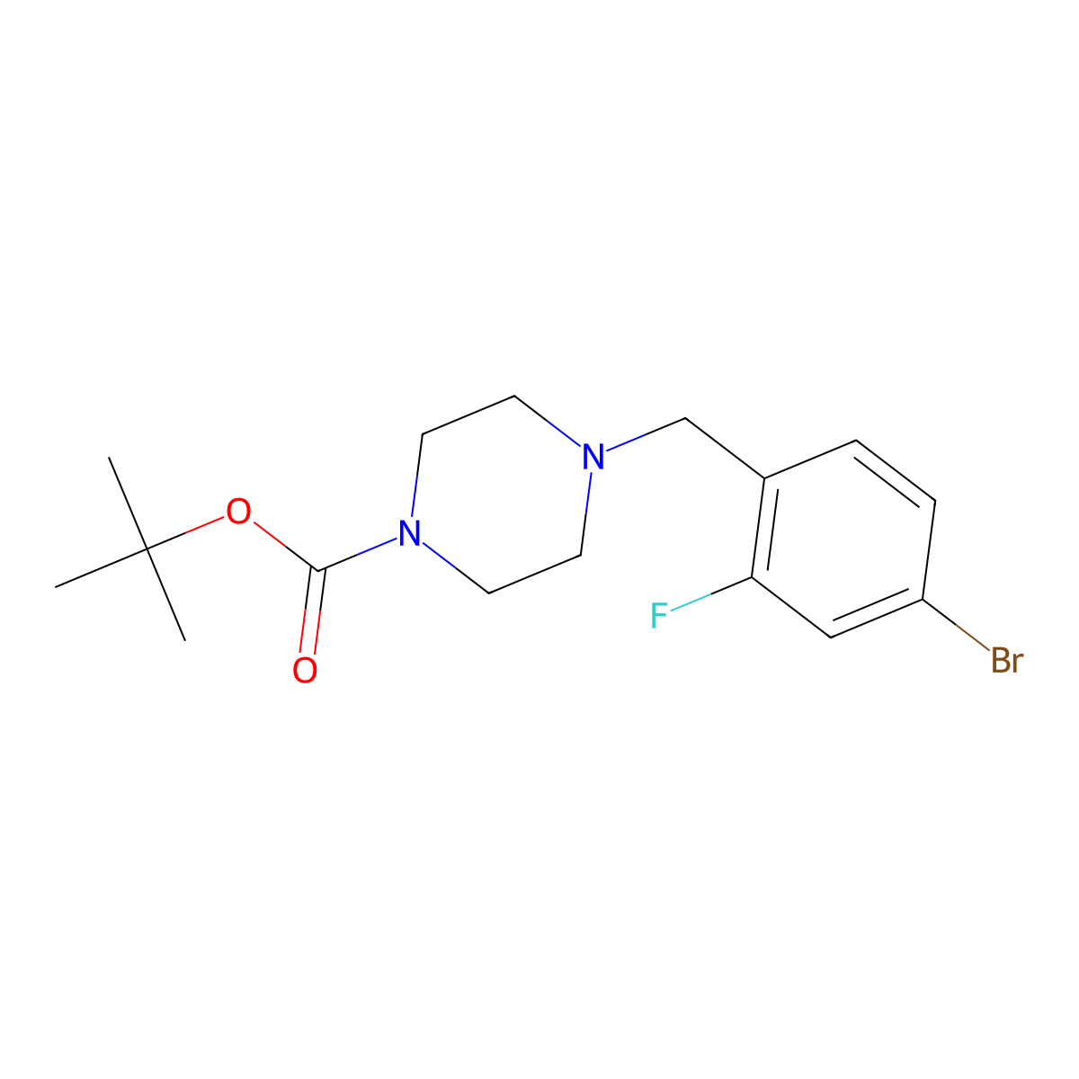 Tert-butyl 4-(4-bromo-2-fluorobenzyl)piperazine-1-carboxylate molecular structure, CAS 1260809-13-9