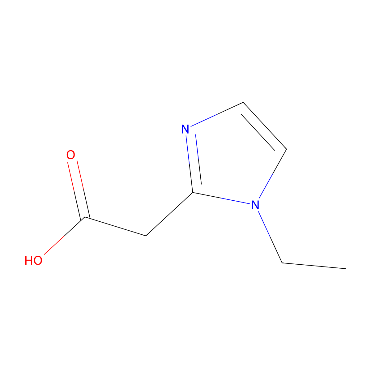 2-(1-ethyl-1H-imidazol-2-yl)acetic acid molecular structure, CAS 1260809-42-4