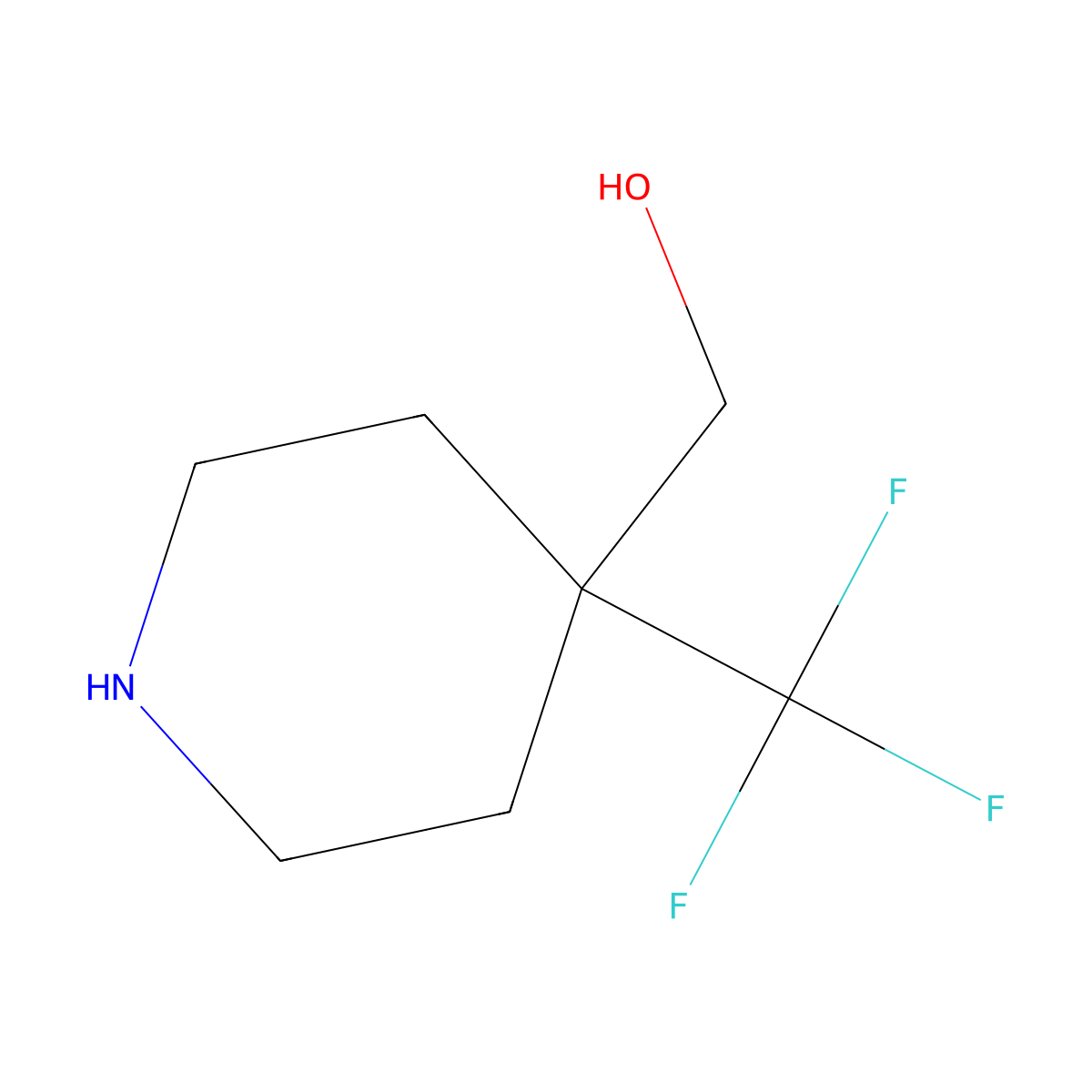 [4-(Trifluoromethyl)piperidin-4-yl]methanol molecular structure, CAS 1260809-72-0