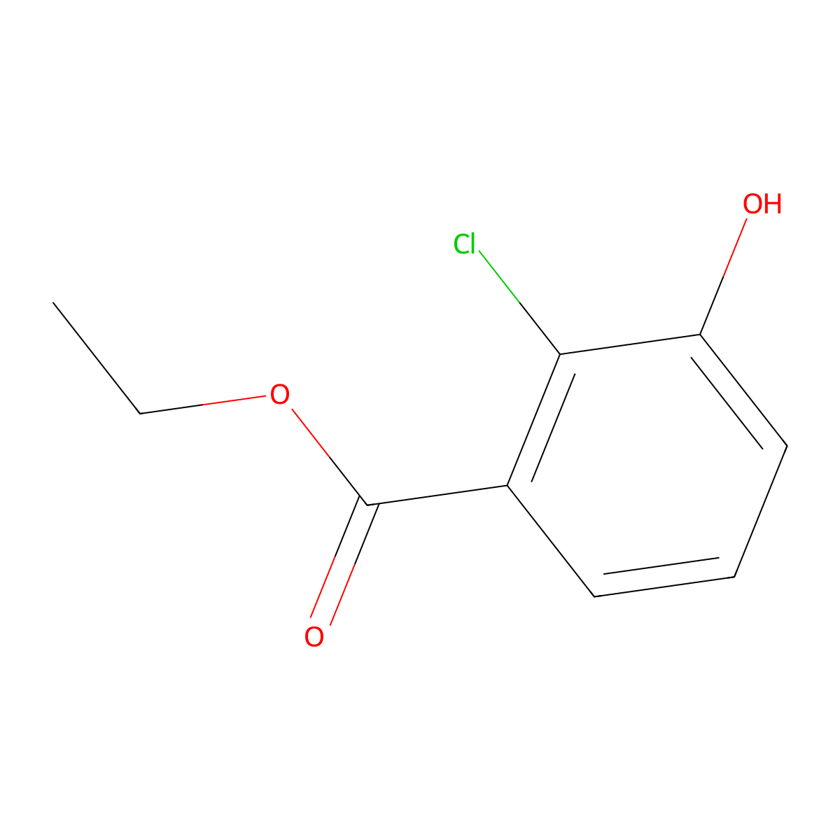 Ethyl 2-chloro-3-hydroxybenzoate molecular structure, CAS 1260810-04-5