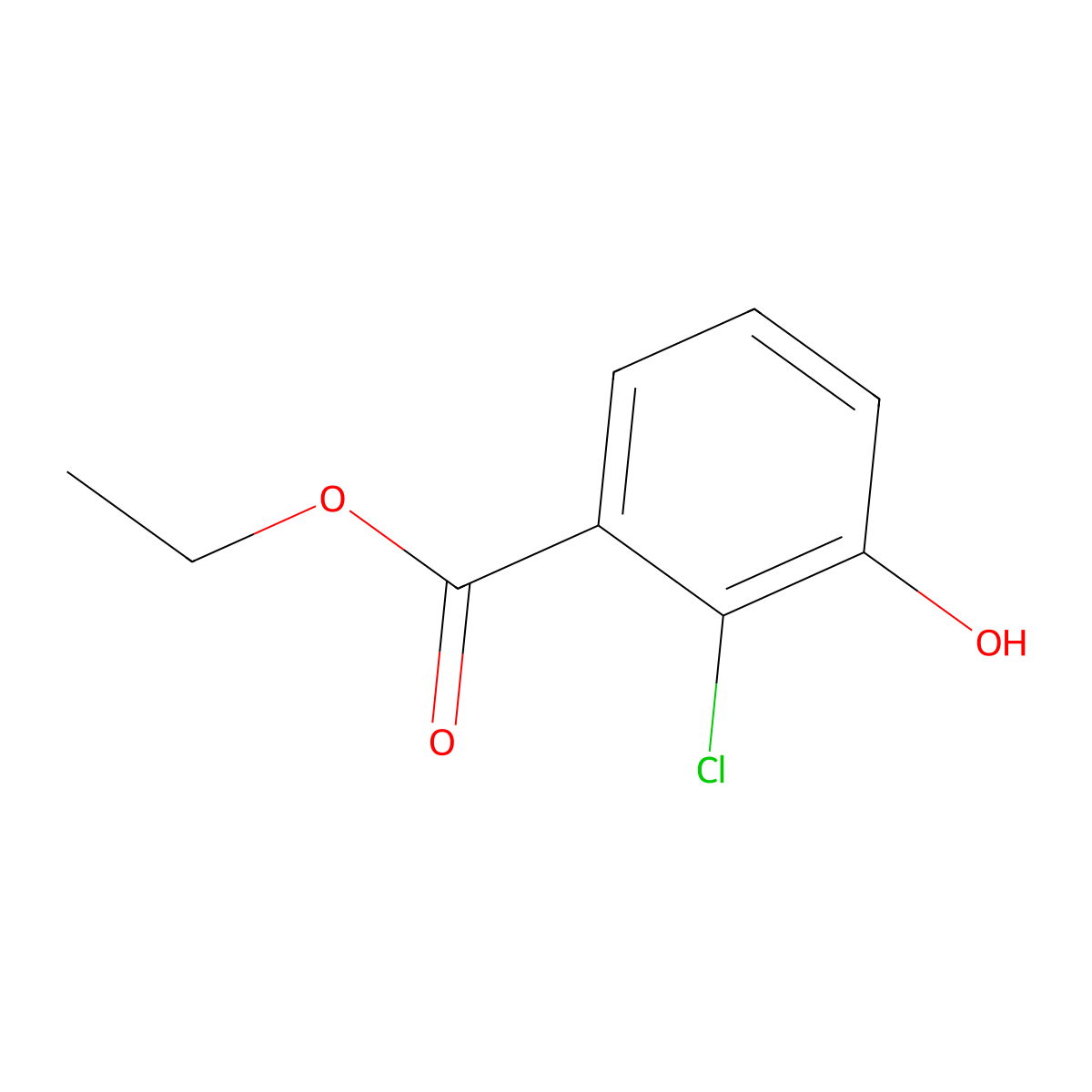 Ethyl 2-chloro-3-hydroxybenzoate molecular structure, CAS 1260810-04-5