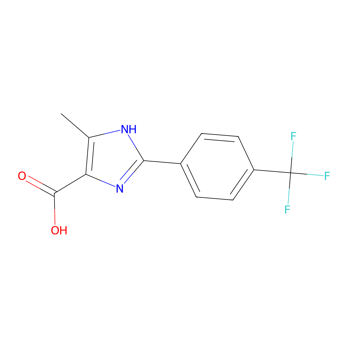 5-Methyl-2-(4-trifluoromethylphenyl)-3H-imidazole-4-carboxylic acid molecular structure, CAS 1260810-09-0
