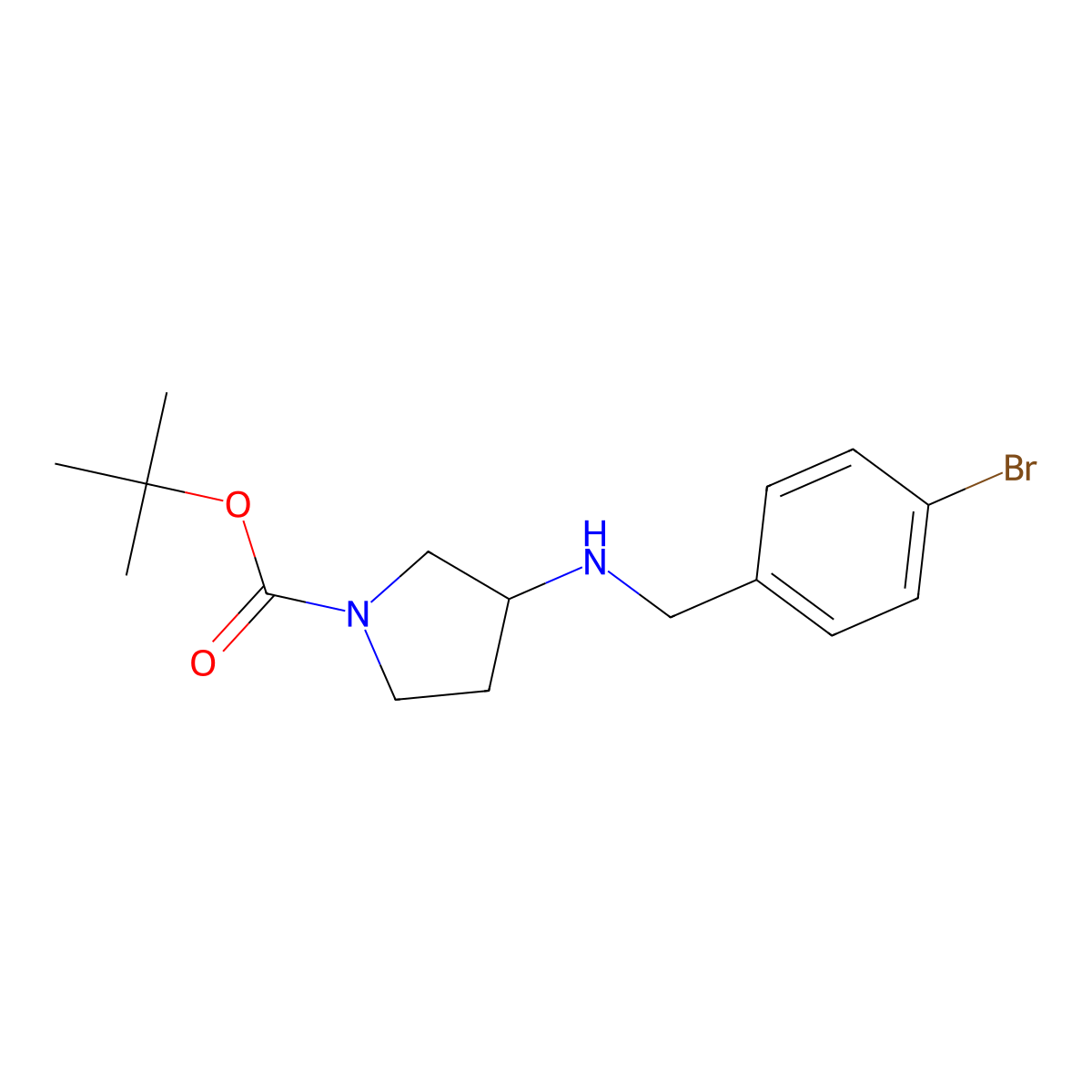 Tert-butyl 3-{[(4-bromophenyl)methyl]amino}pyrrolidine-1-carboxylate molecular structure, CAS 1260810-70-5