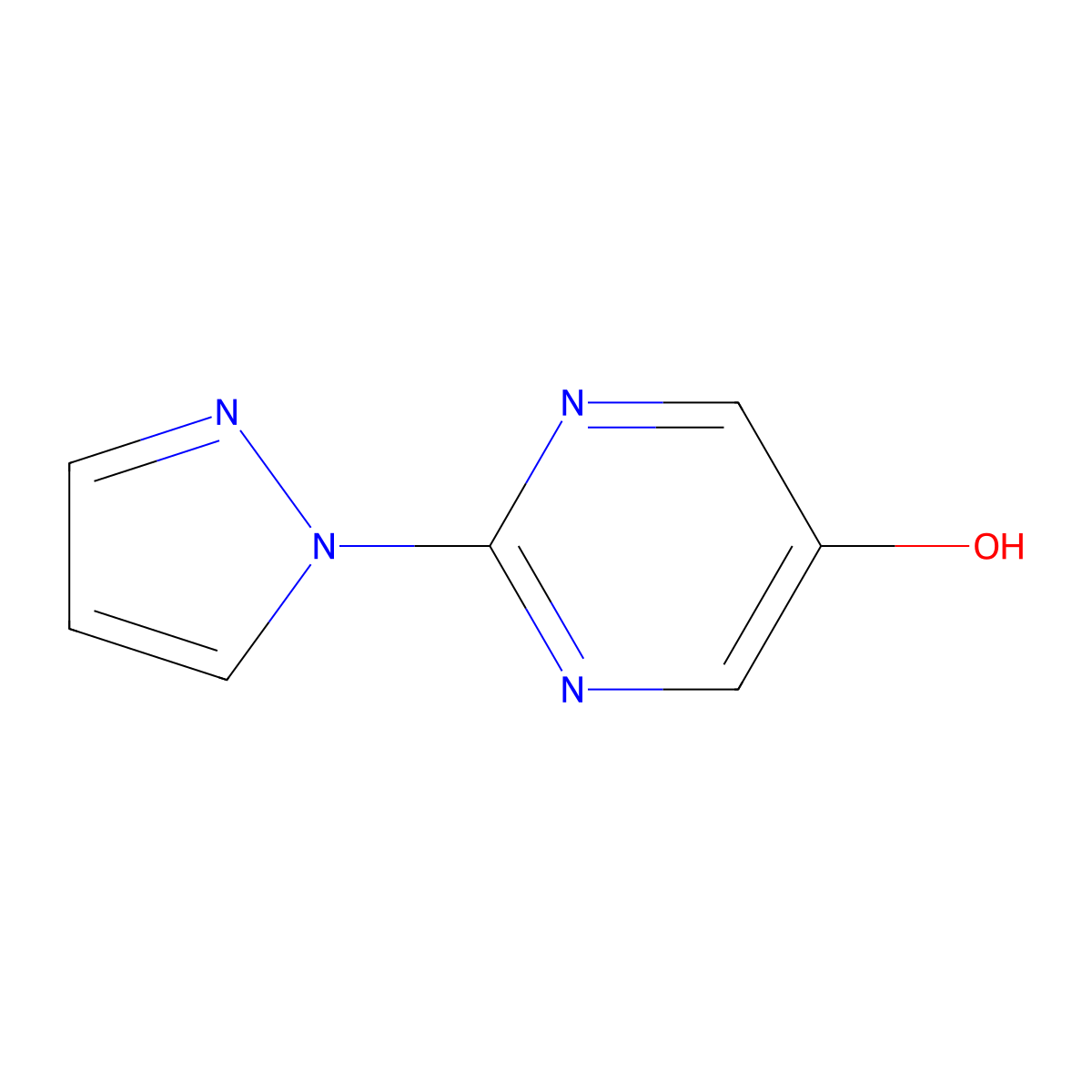5-Hydroxy-2-(1H-pyrazol-1-yl)pyrimidine molecular structure, CAS 1260811-24-2