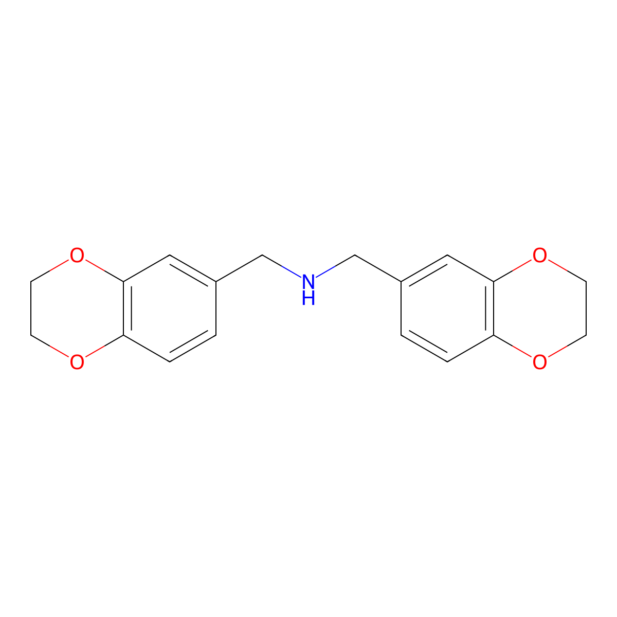 Bis((2,3-dihydrobenzo[b][1,4]dioxin-6-yl)methyl)amine molecular structure, CAS 1260811-27-5