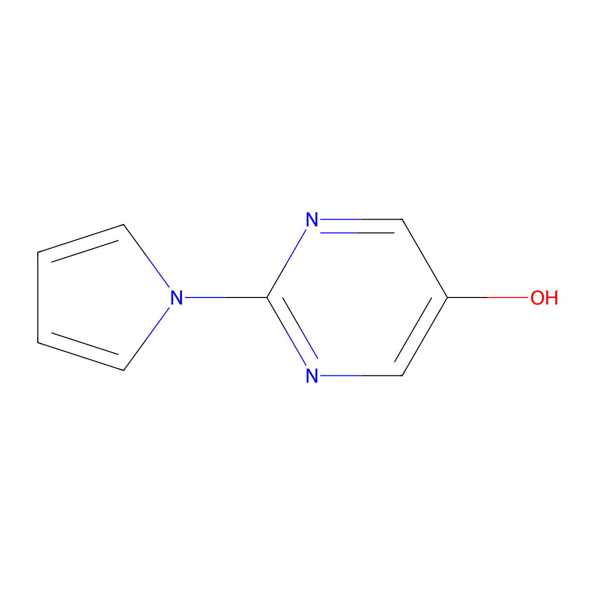 5-Hydroxy-2-(1H-pyrrol-1-yl)pyrimidine molecular structure, CAS 1260812-32-5