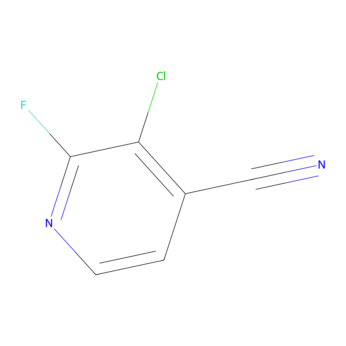 3-Chloro-2-fluoroisonicotinonitrile molecular structure, CAS 1260813-47-5