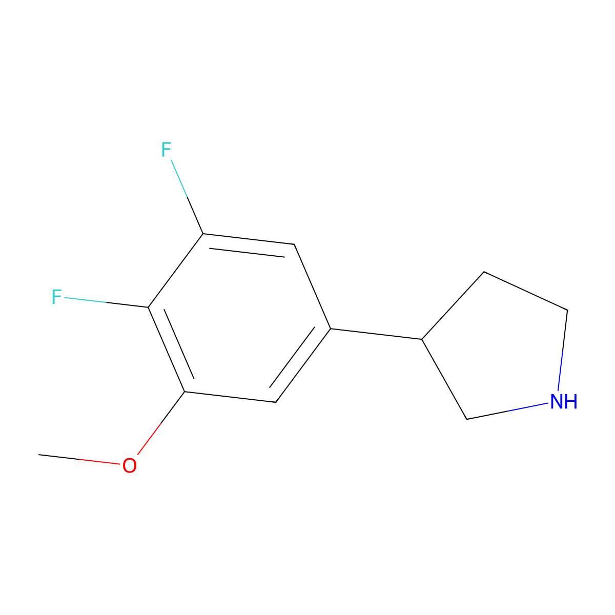 3-(3,4-Difluoro-5-methoxyphenyl)pyrrolidine molecular structure, CAS 1260814-01-4
