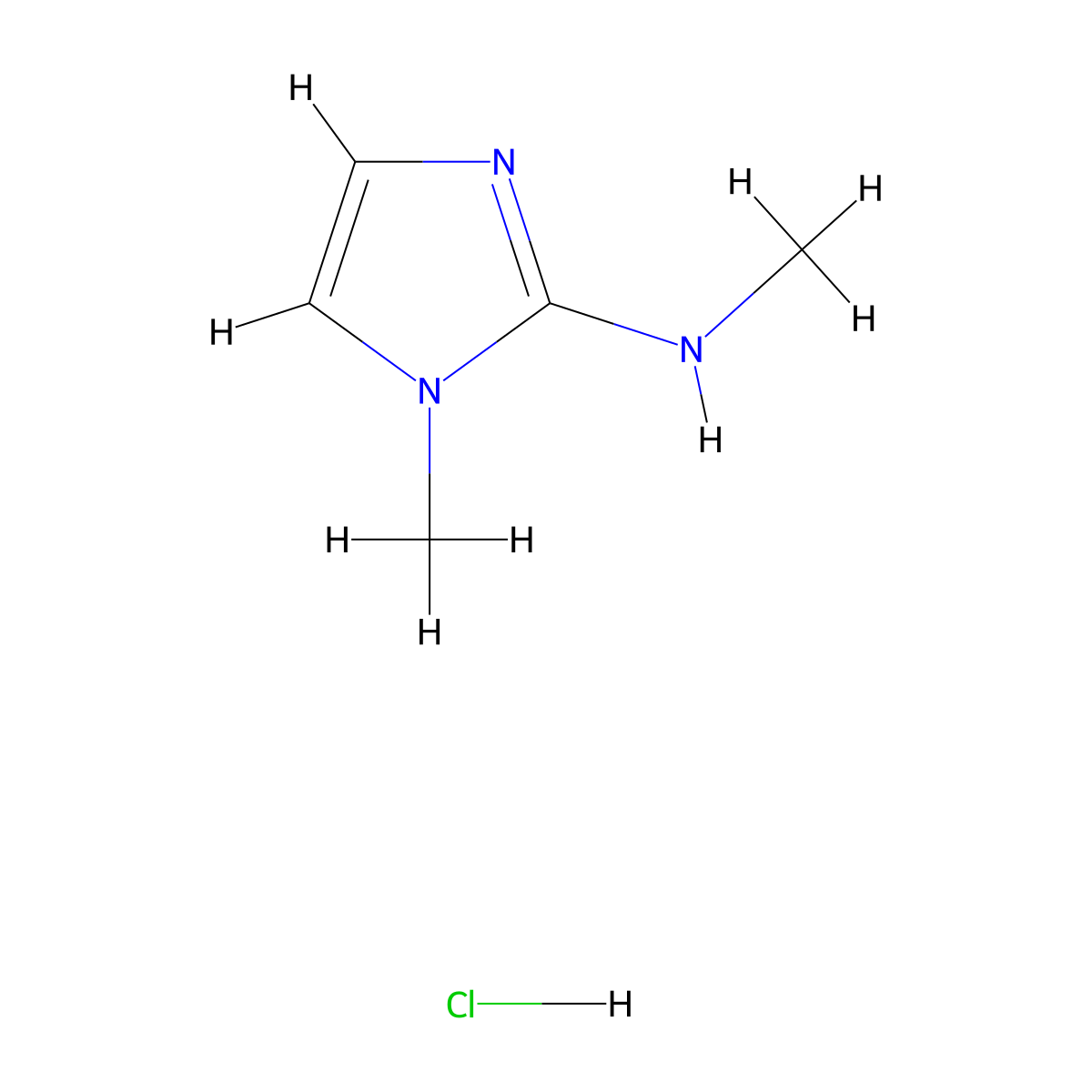N,1-dimethyl-1H-imidazol-2-amine hydrochloride molecular structure, CAS 1260816-38-3