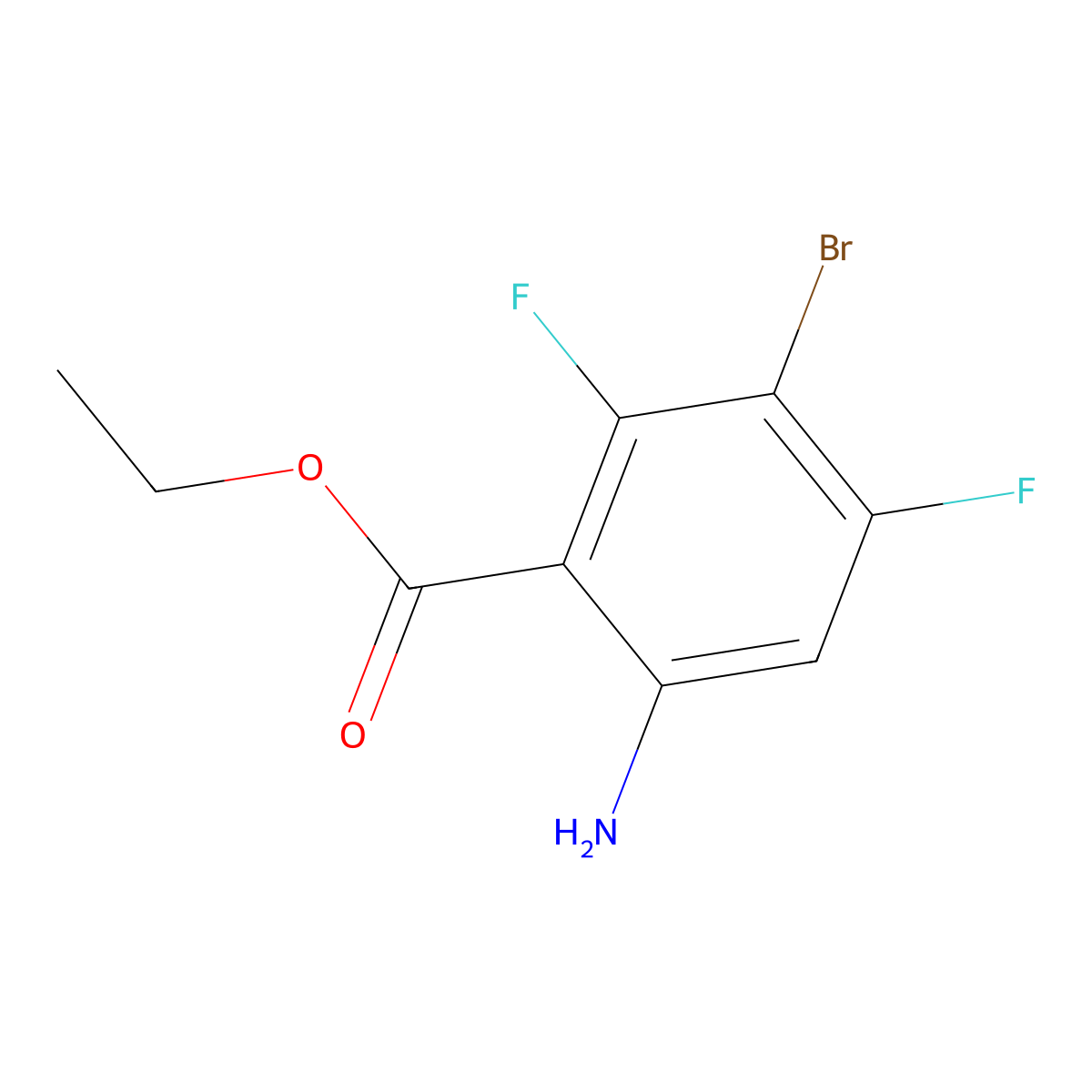 Ethyl 6-amino-3-bromo-2,4-difluorobenzoate molecular structure, CAS 1260816-86-1