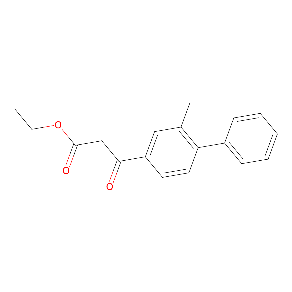 Ethyl (3-methyl-4-phenylbenzoyl)acetate molecular structure, CAS 1260817-78-4