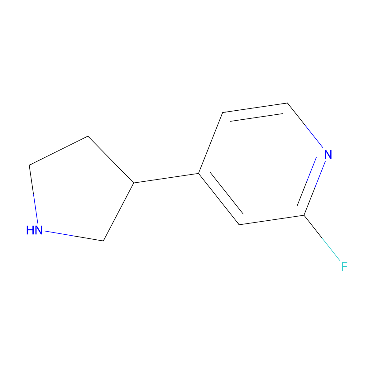 2-Fluoro-4-(pyrrolidin-3-yl)pyridine molecular structure, CAS 1260819-28-0
