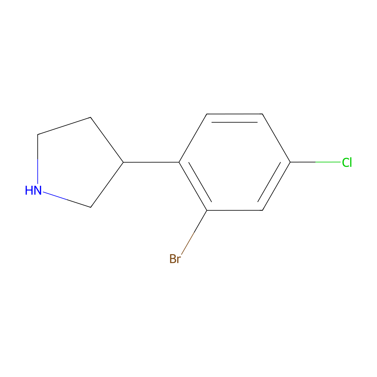 3-(2-Bromo-4-chlorophenyl)pyrrolidine molecular structure, CAS 1260820-79-8