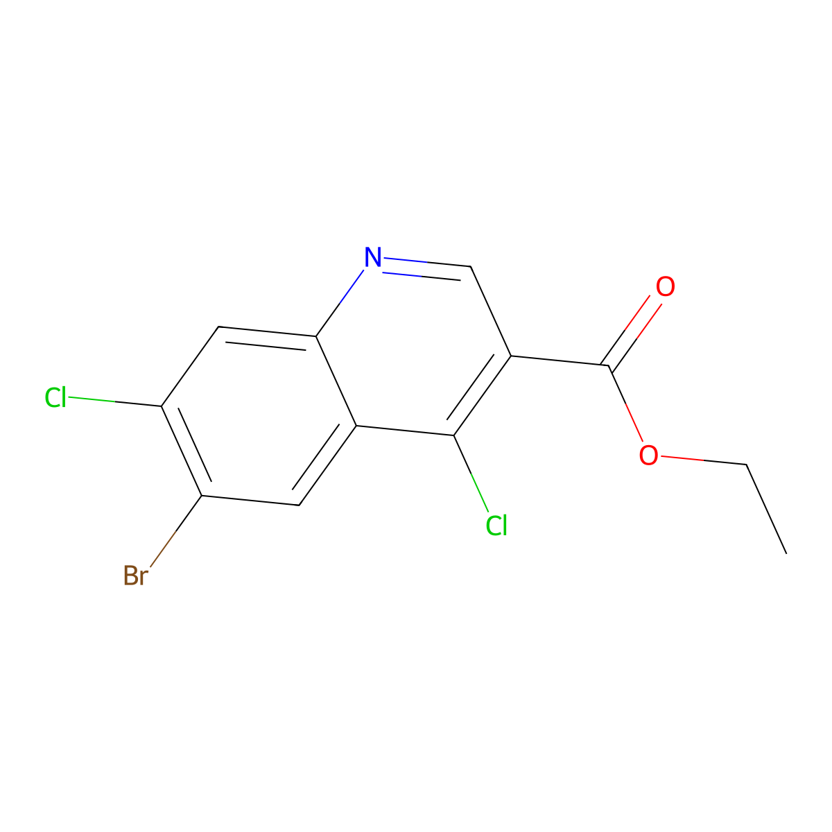 Ethyl 6-bromo-4,7-dichloroquinoline-3-carboxylate molecular structure, CAS 1260821-25-7