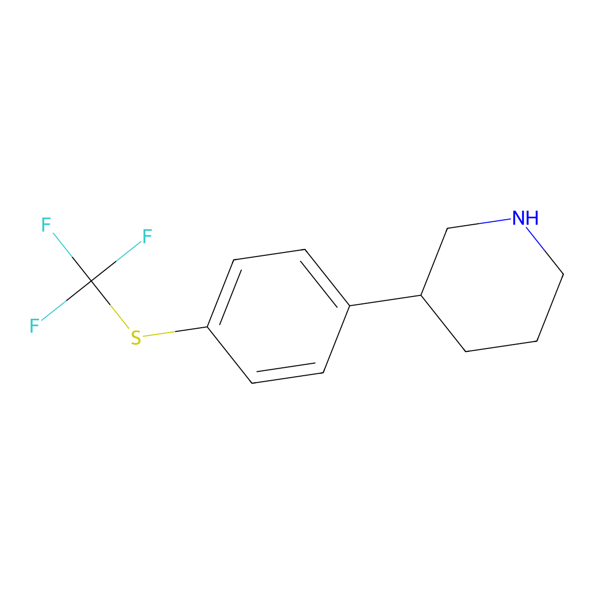 3-[4-[(Trifluoromethyl)thio]phenyl]piperidine molecular structure, CAS 1260821-48-4