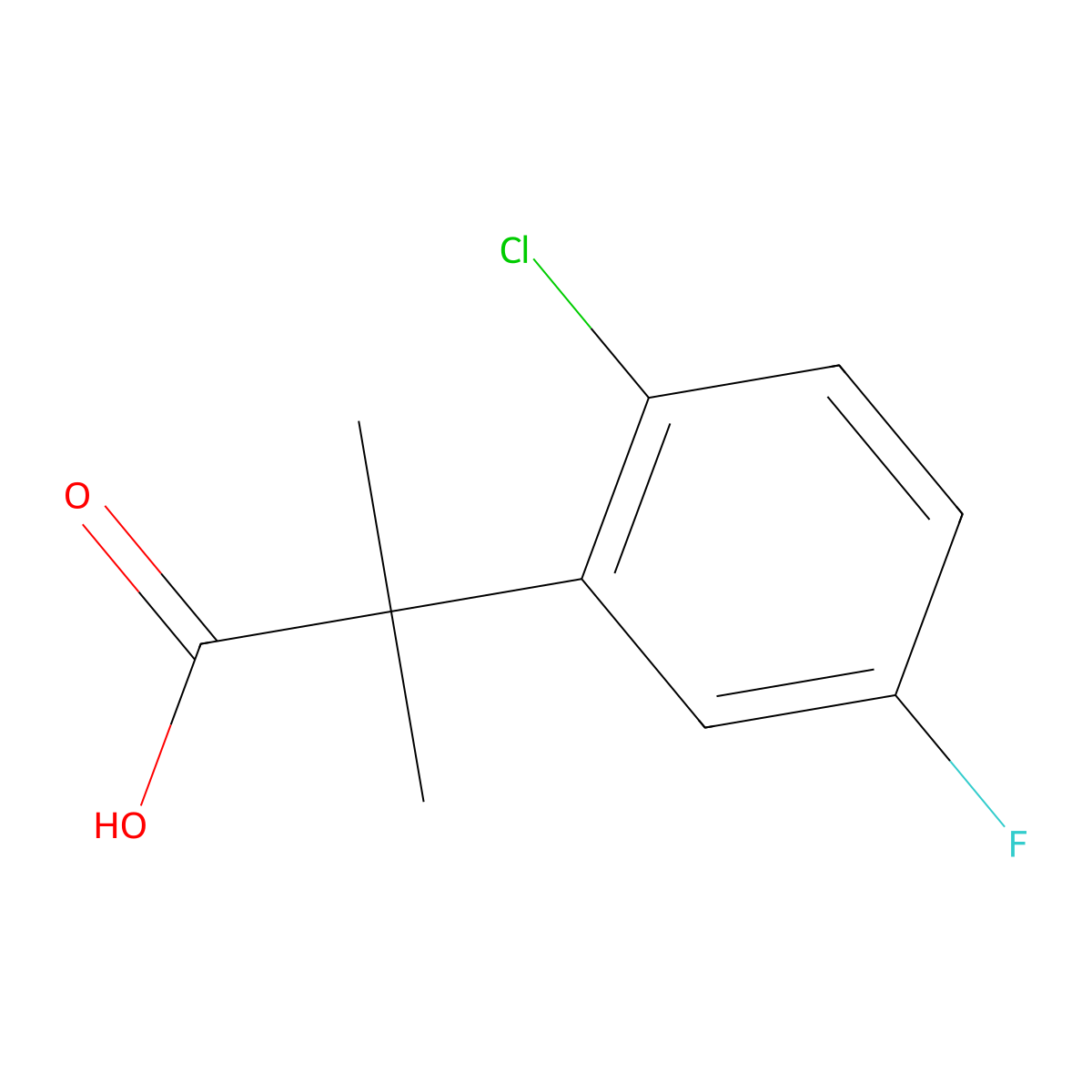 2-(2-Chloro-5-fluorophenyl)-2-methylpropanoic acid molecular structure, CAS 1260822-52-3