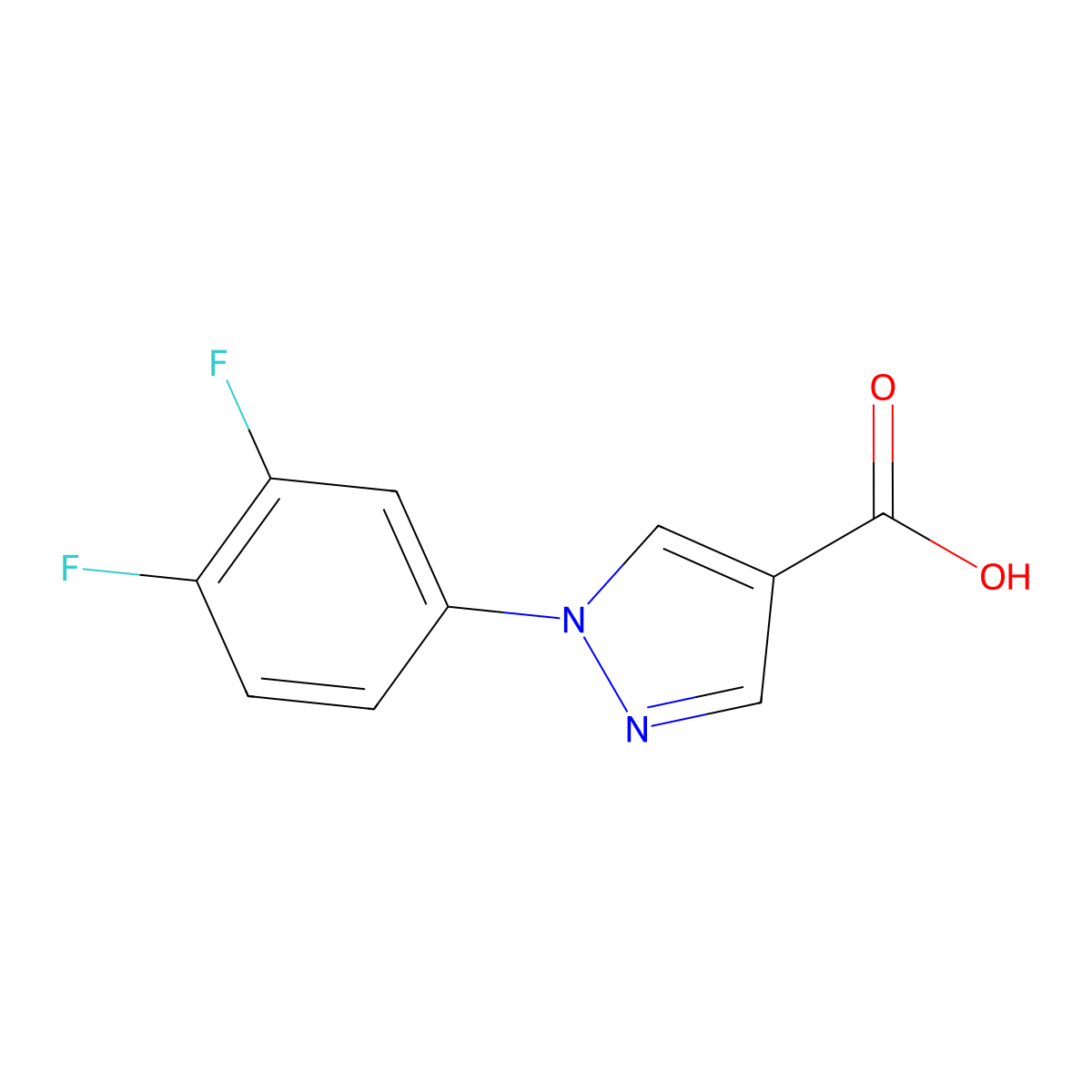 1-(3,4-Difluorophenyl)-1H-pyrazole-4-carboxylic acid molecular structure, CAS 1260824-80-3
