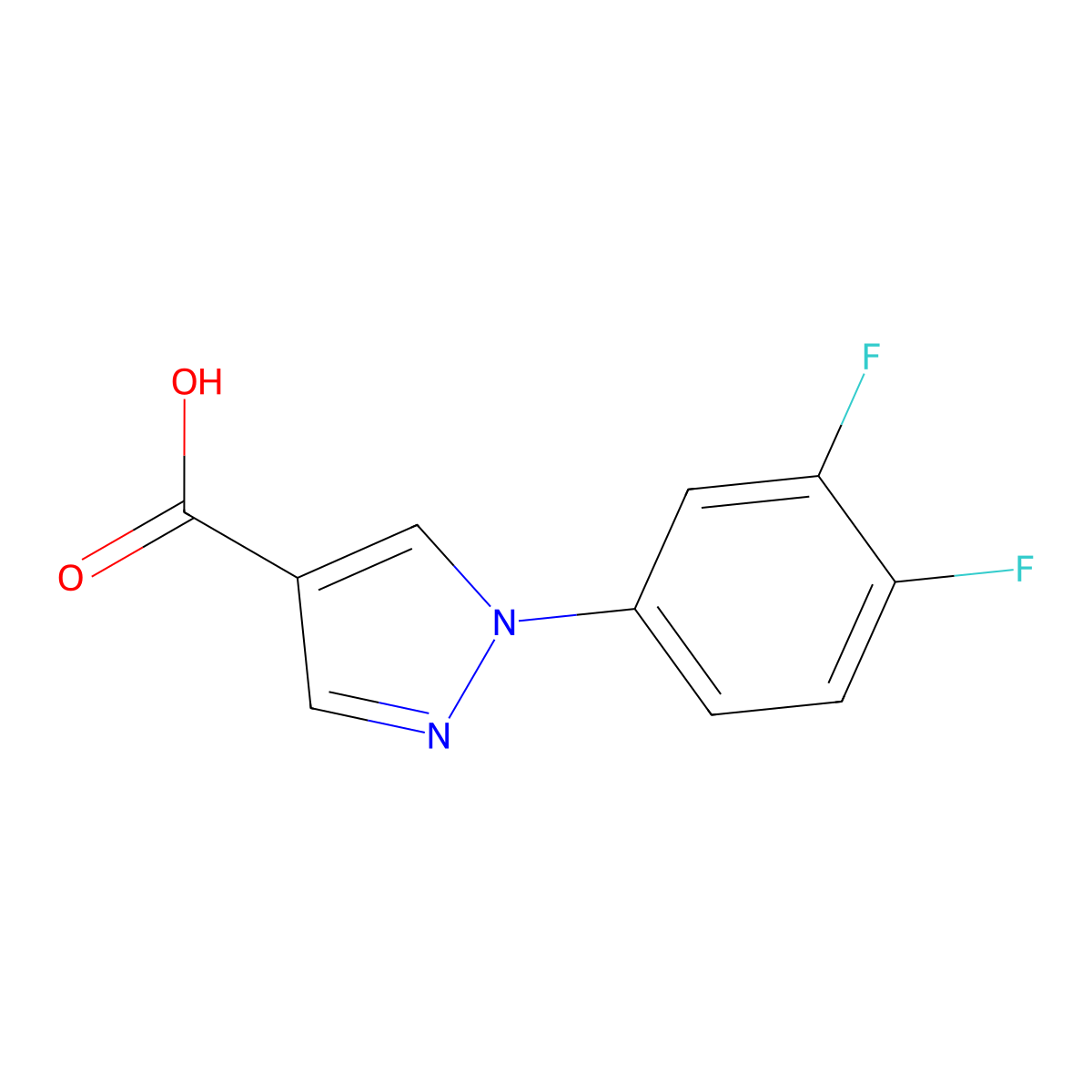 1-(3,4-Difluorophenyl)-1H-pyrazole-4-carboxylic acid molecular structure, CAS 1260824-80-3