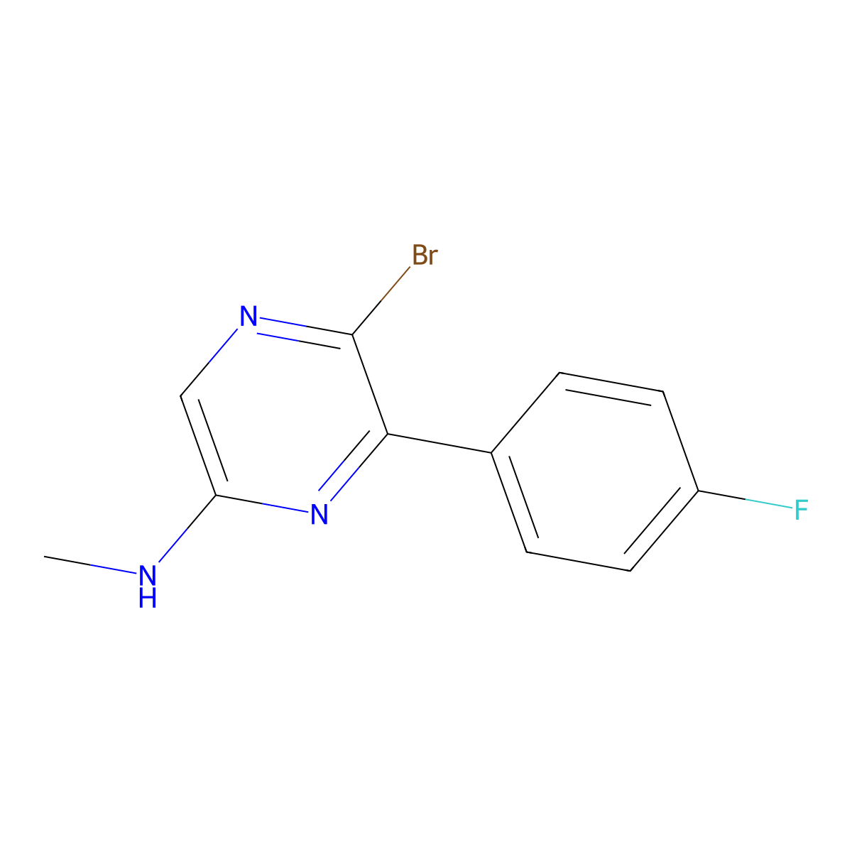 5-Bromo-6-(4-fluorophenyl)-N-methylpyrazin-2-amine molecular structure, CAS 1260825-10-2