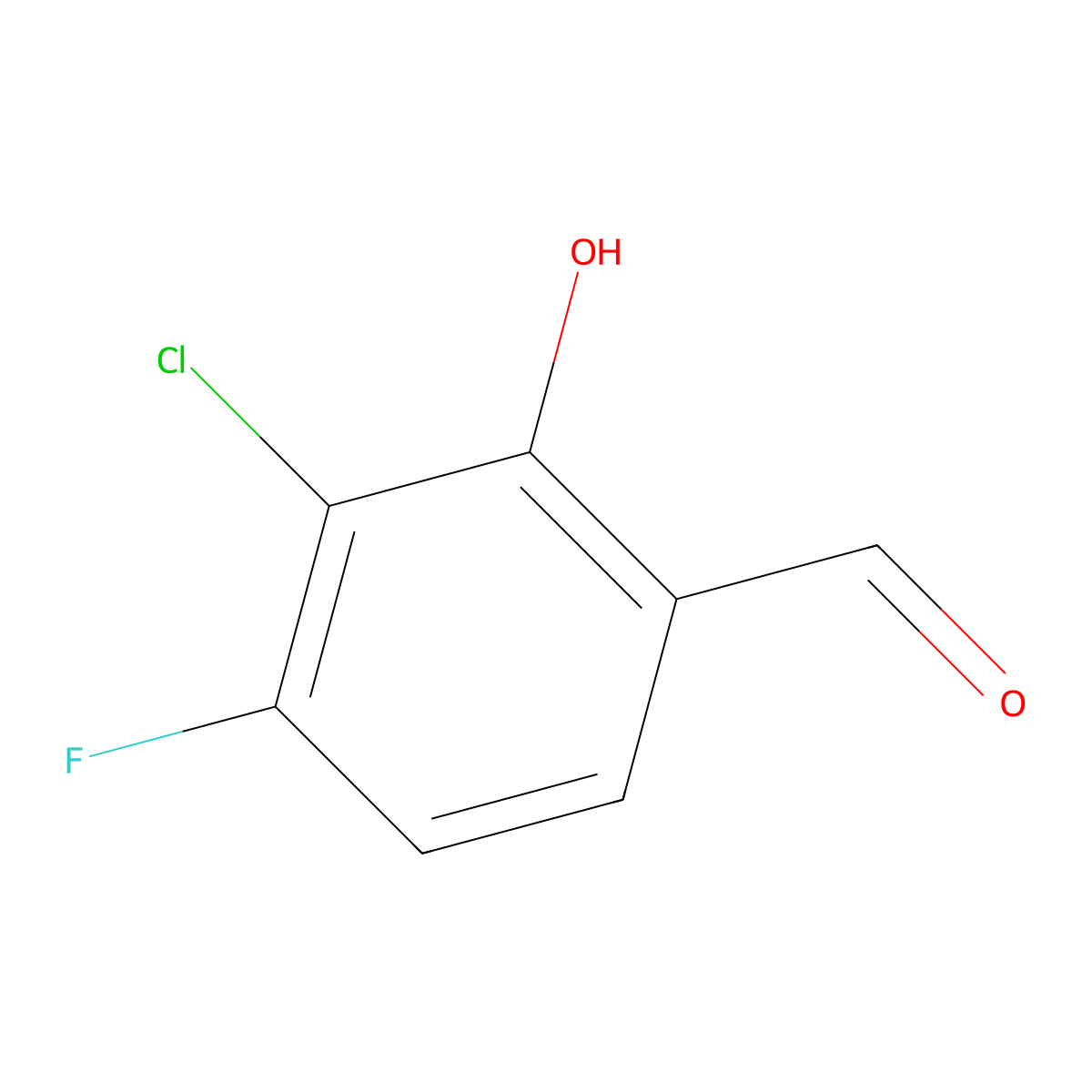 3-Chloro-4-fluoro-2-hydroxybenZaldehyde molecular structure, CAS 1260826-10-5
