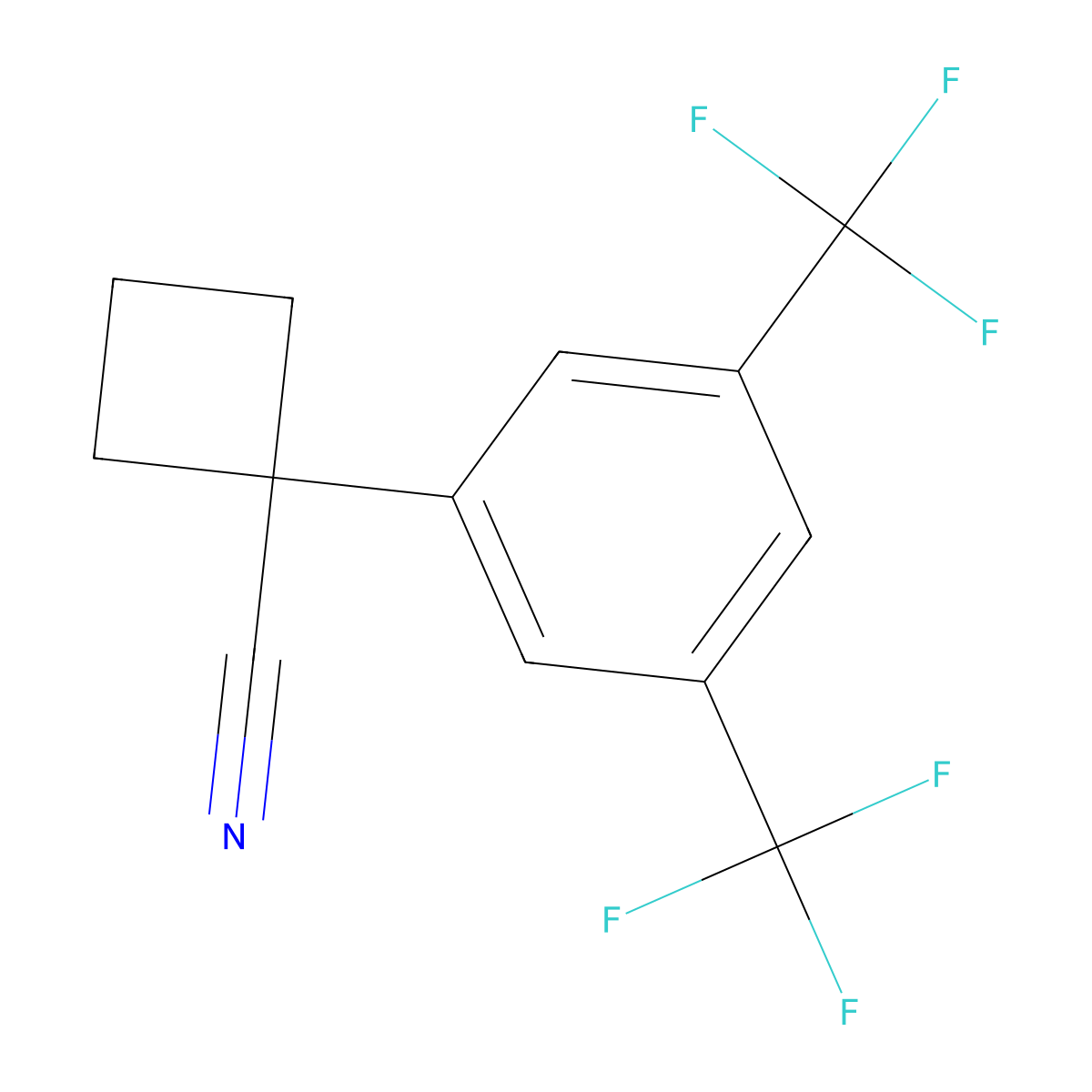 1-[3,5-Bis(trifluoromethyl)phenyl]cyclobutanecarbonitrile molecular structure, CAS 1260826-36-5