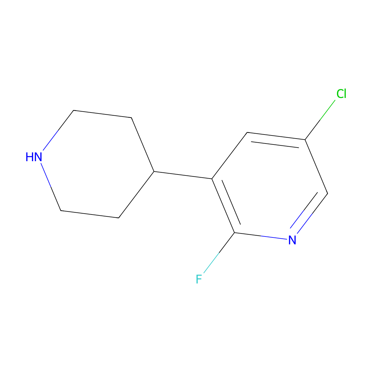 5-Chloro-2-fluoro-3-(piperidin-4-YL)pyridine molecular structure, CAS 1260826-93-4