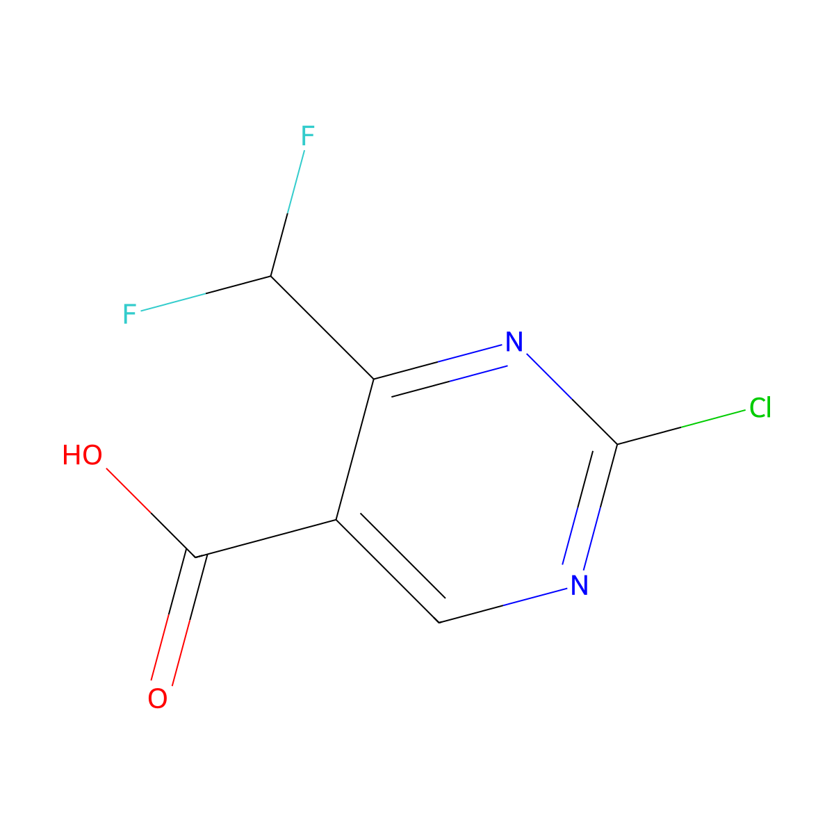 2-Chloro-4-(difluoromethyl)pyrimidine-5-carboxylic acid molecular structure, CAS 1260827-00-6