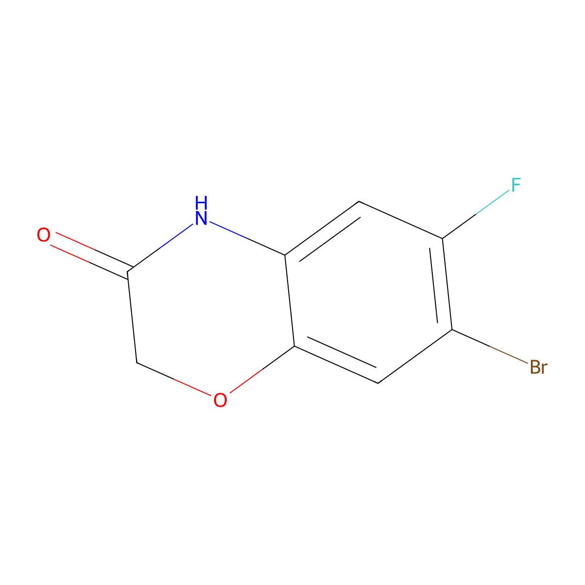 7-bromo-6-fluoro-2H-benzo[b][1,4]oxazin-3(4H)-one molecular structure, CAS 1260829-35-3