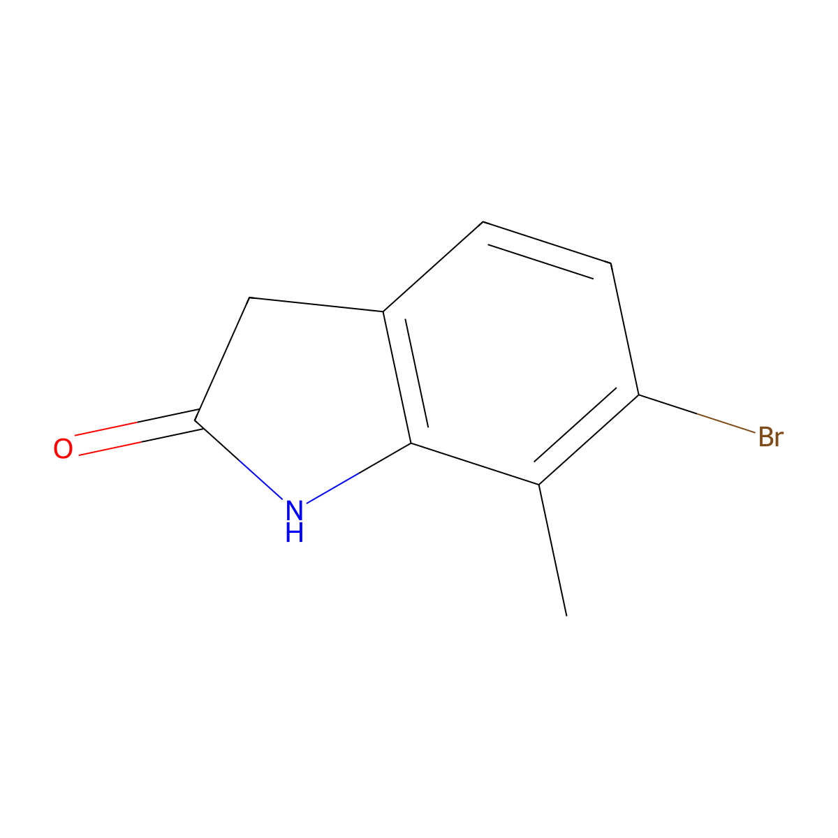 6-bromo-7-methyl-2,3-dihydro-1H-indol-2-one molecular structure, CAS 1260830-11-2