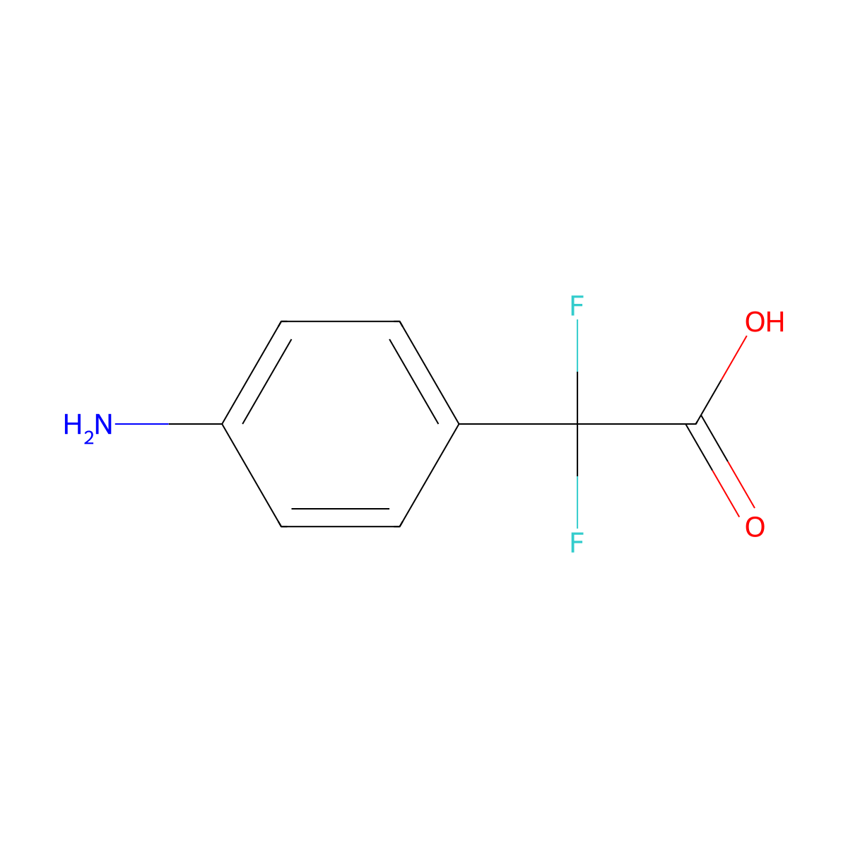 2-(4-Aminophenyl)-2,2-difluoroacetic acid molecular structure, CAS 1260830-28-1