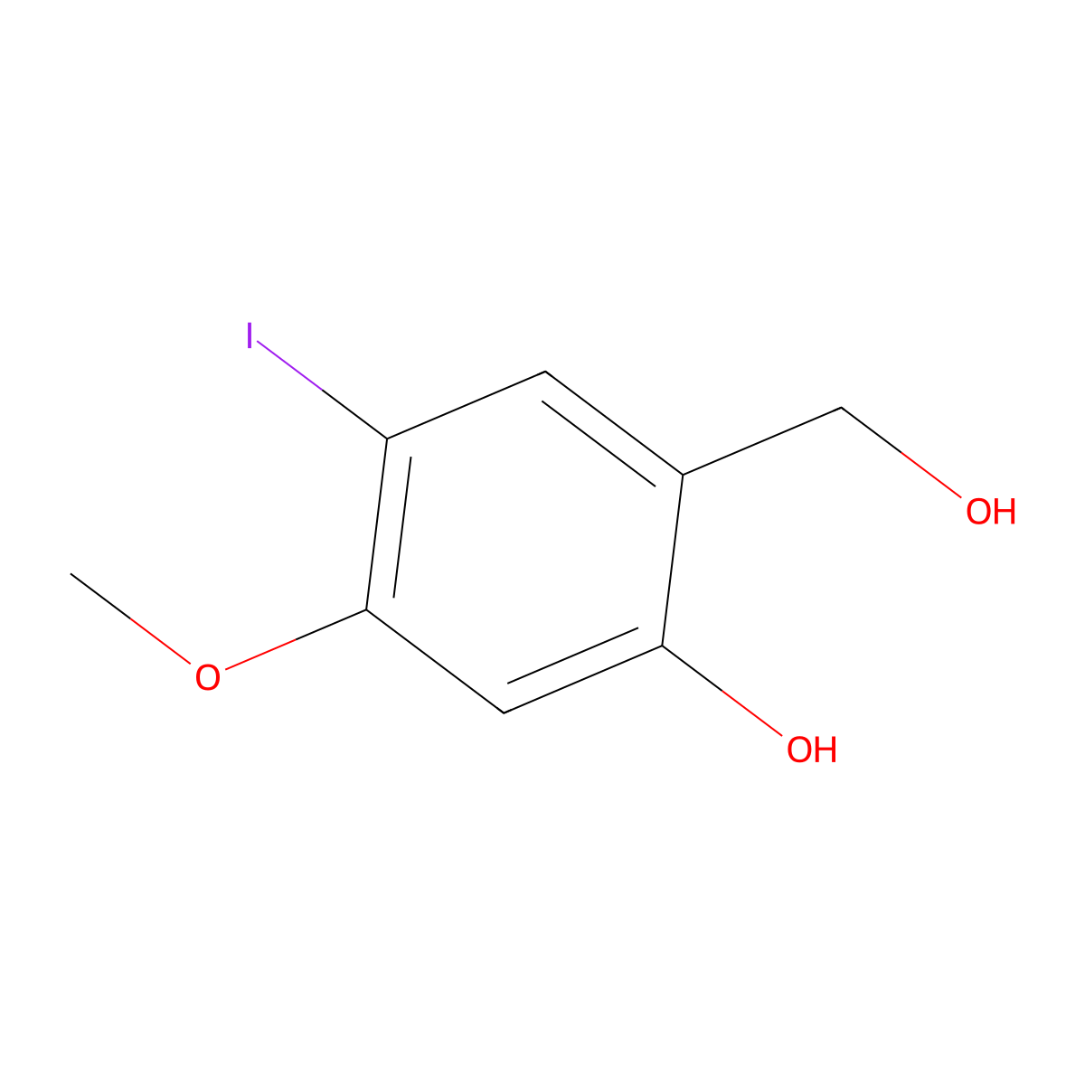 2-(Hydroxymethyl)-4-iodo-5-methoxyphenol molecular structure, CAS 1260830-79-2