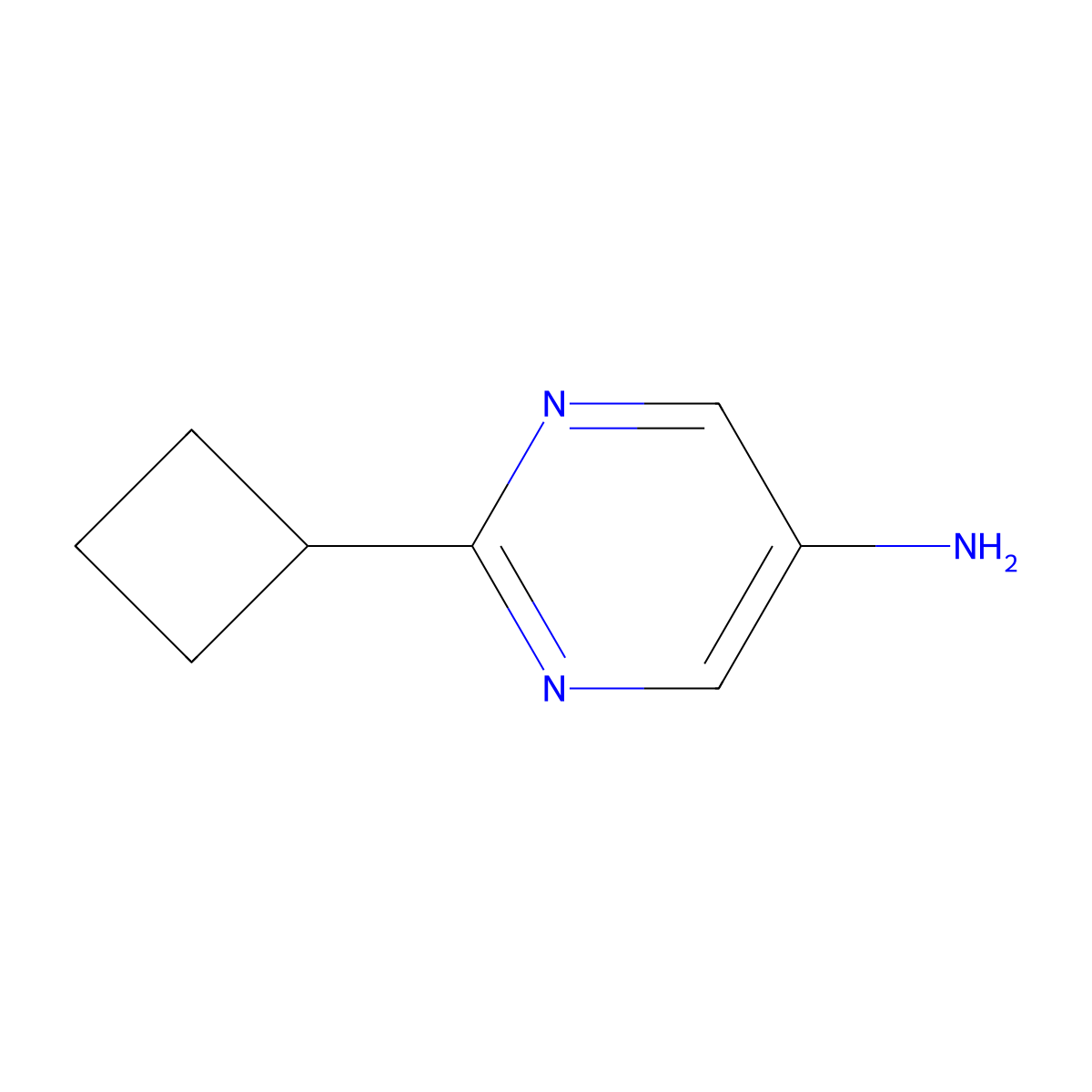 2-Cyclobutylpyrimidin-5-amine molecular structure, CAS 1260833-10-0