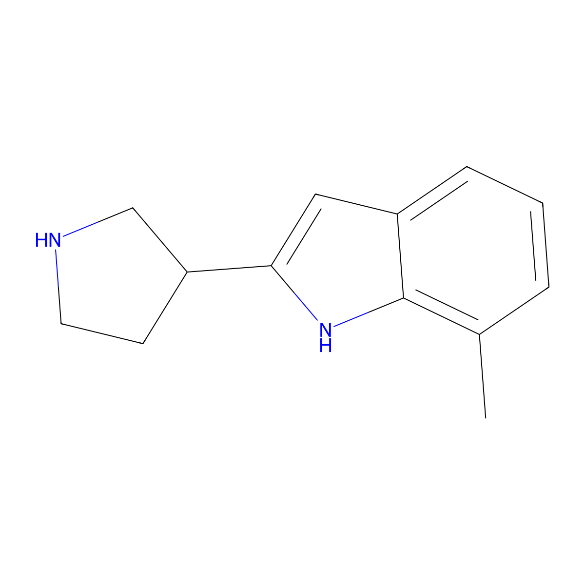 7-Methyl-2-(pyrrolidin-3-YL)-1H-indole molecular structure, CAS 1260833-96-2