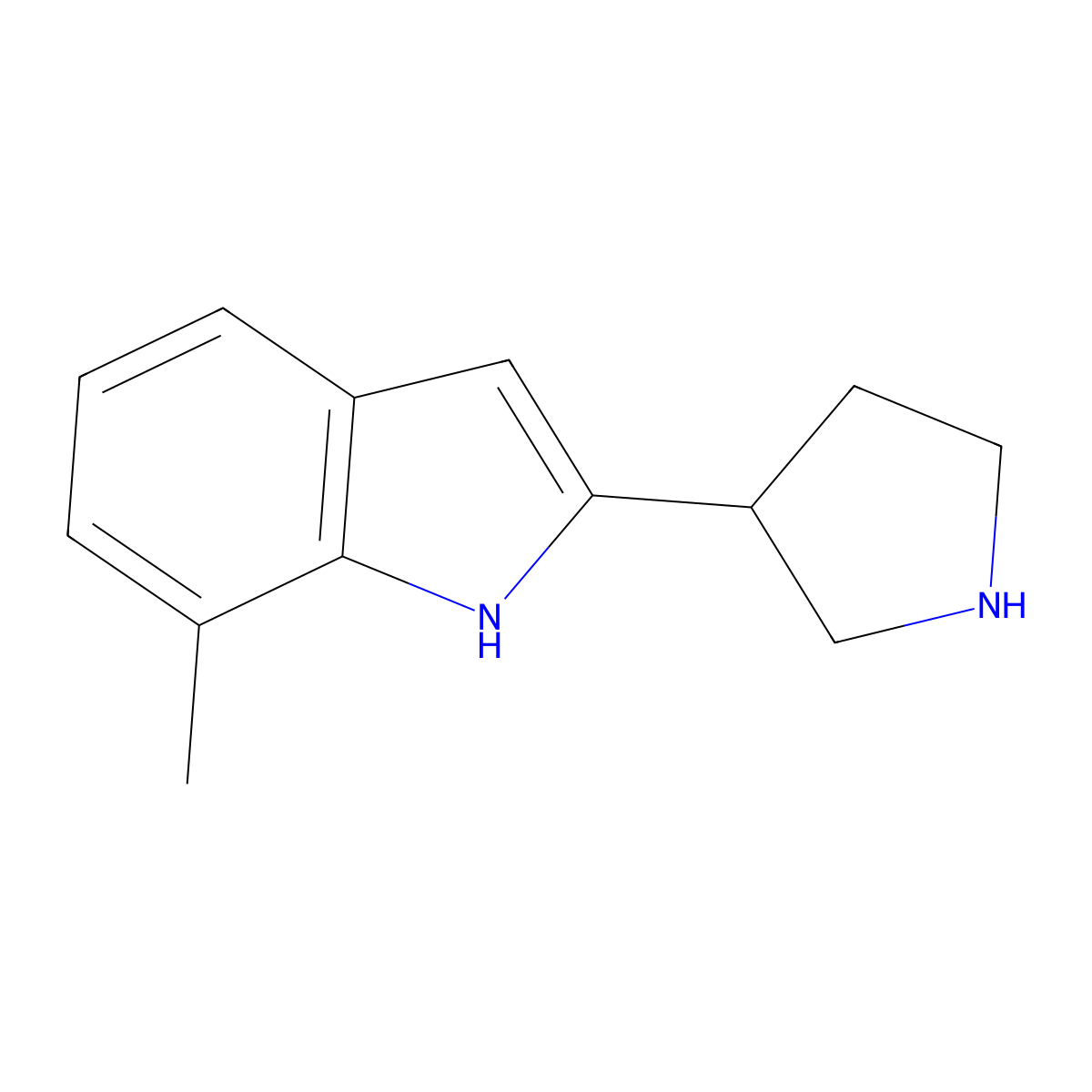 7-Methyl-2-(pyrrolidin-3-YL)-1H-indole molecular structure, CAS 1260833-96-2