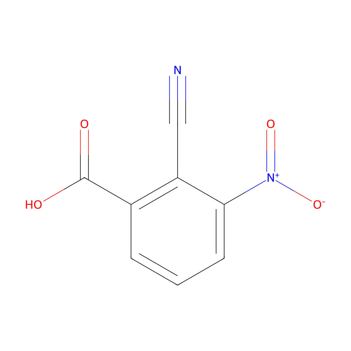 2-Cyano-3-nitrobenzoic acid molecular structure, CAS 1260834-31-8